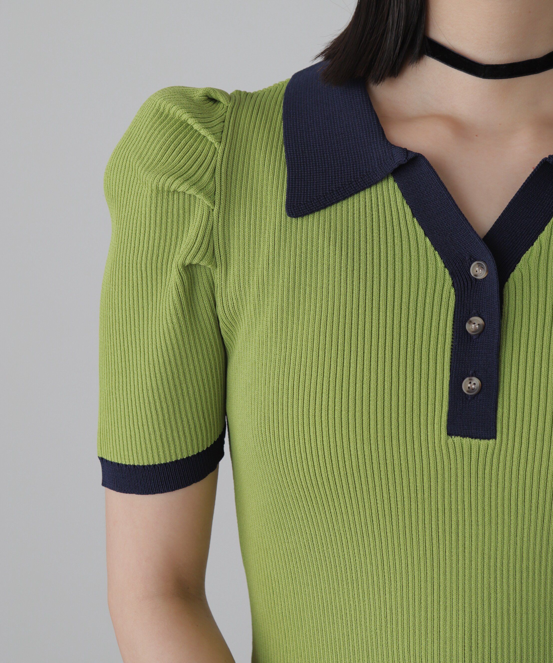  「配色半袖ポロワンピース」|ワンピース|