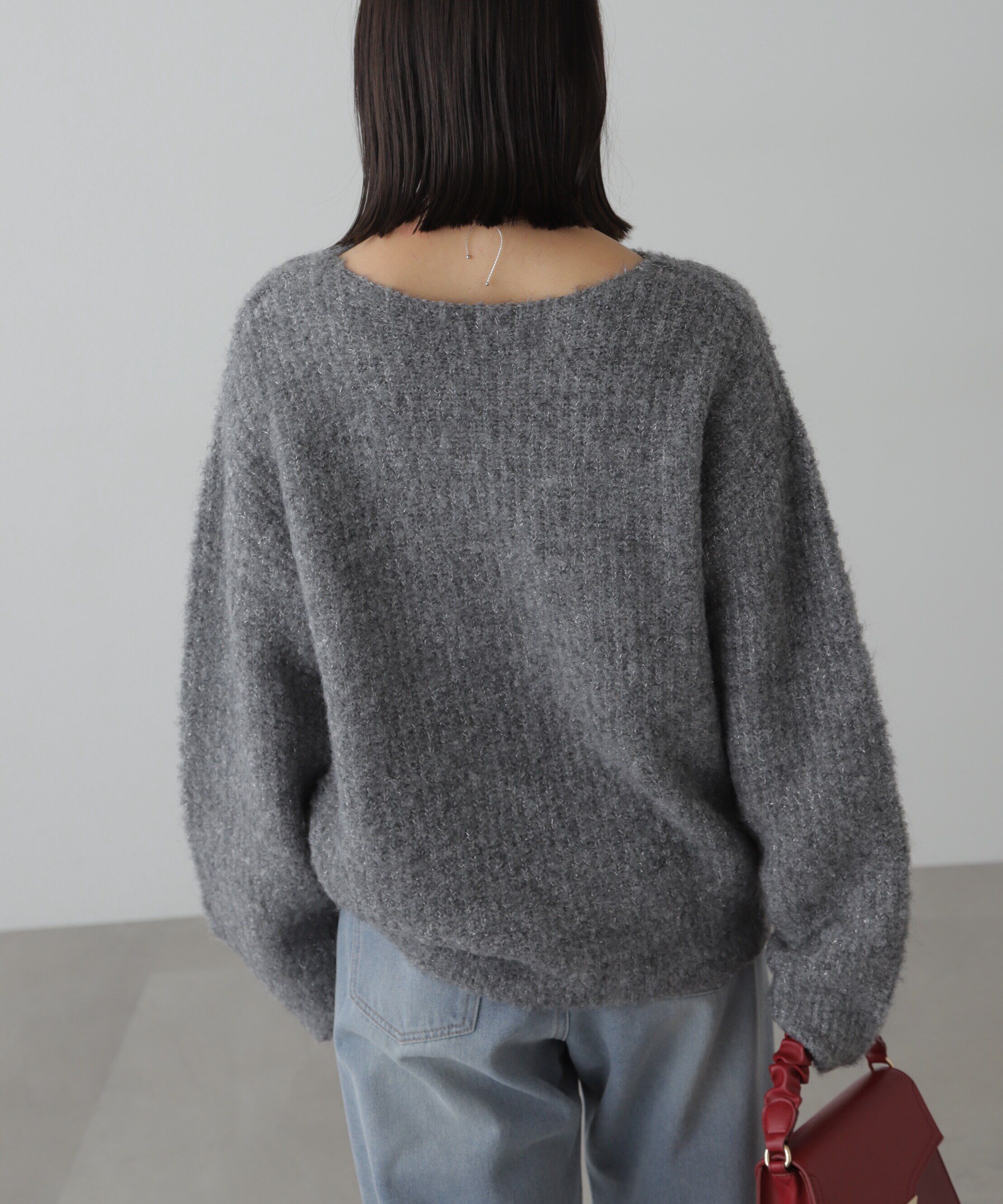  「ラメミックスブークレー畦ニット」|ニット・セーター|