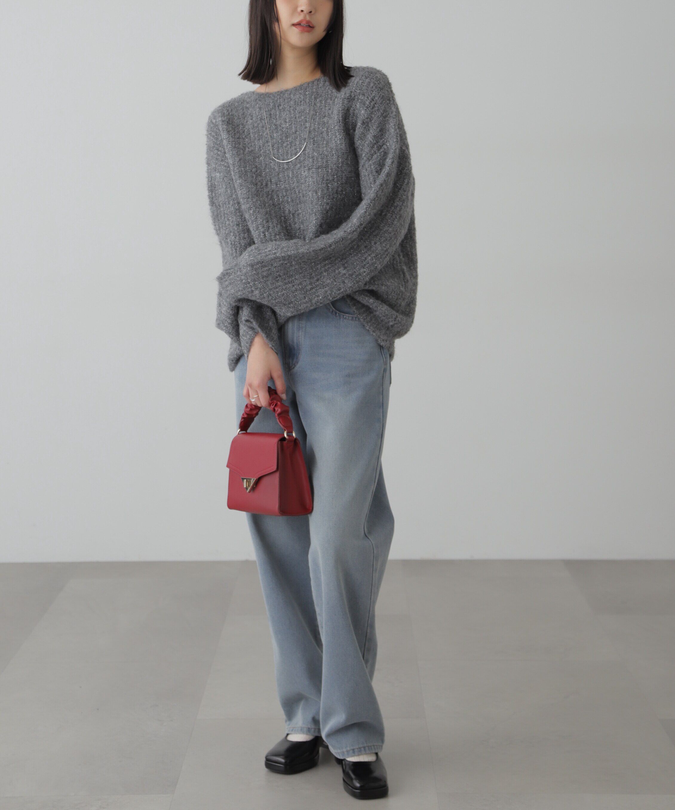  「ラメミックスブークレー畦ニット」|ニット・セーター|