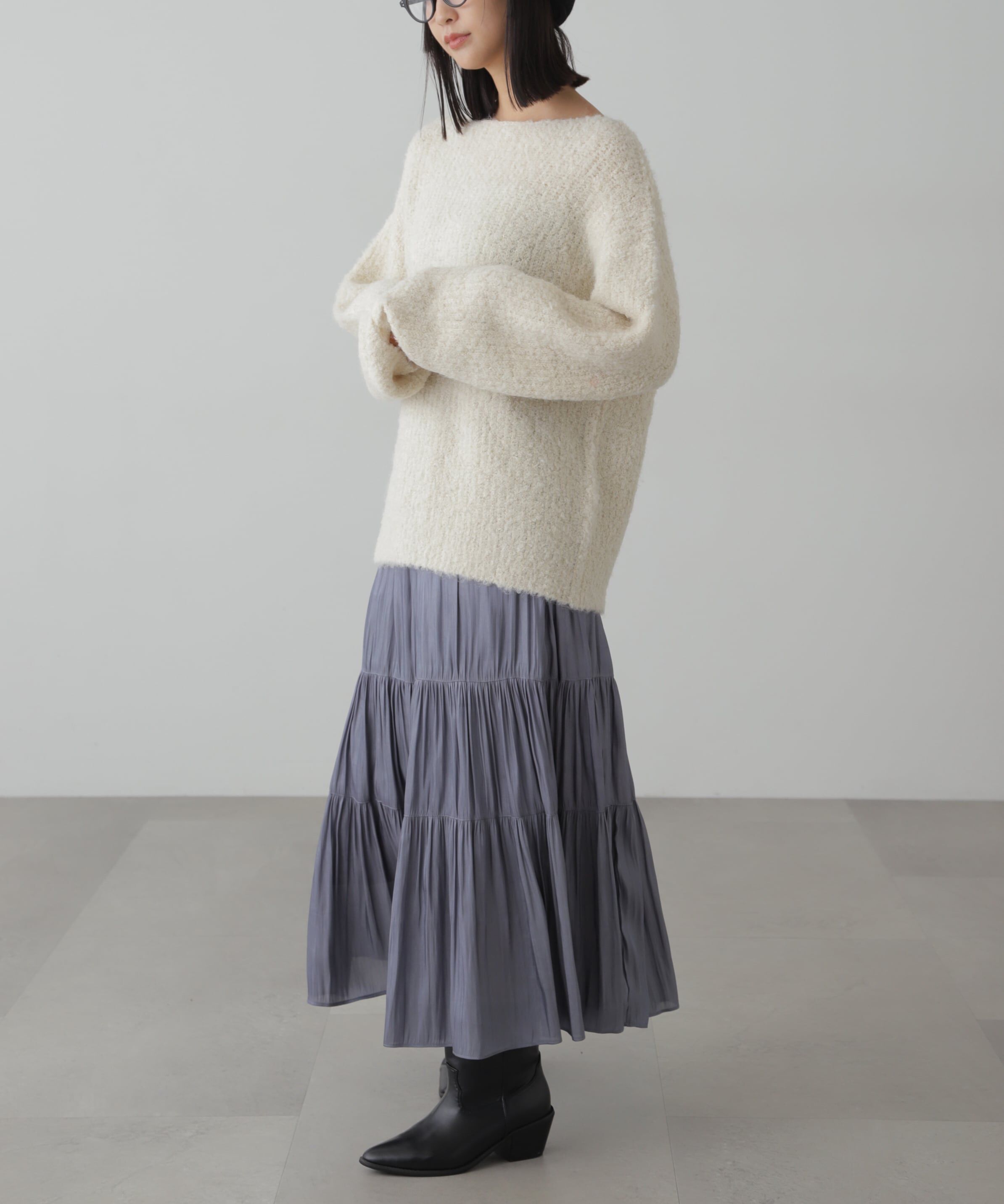  「ラメミックスブークレー畦ニット」|ニット・セーター|