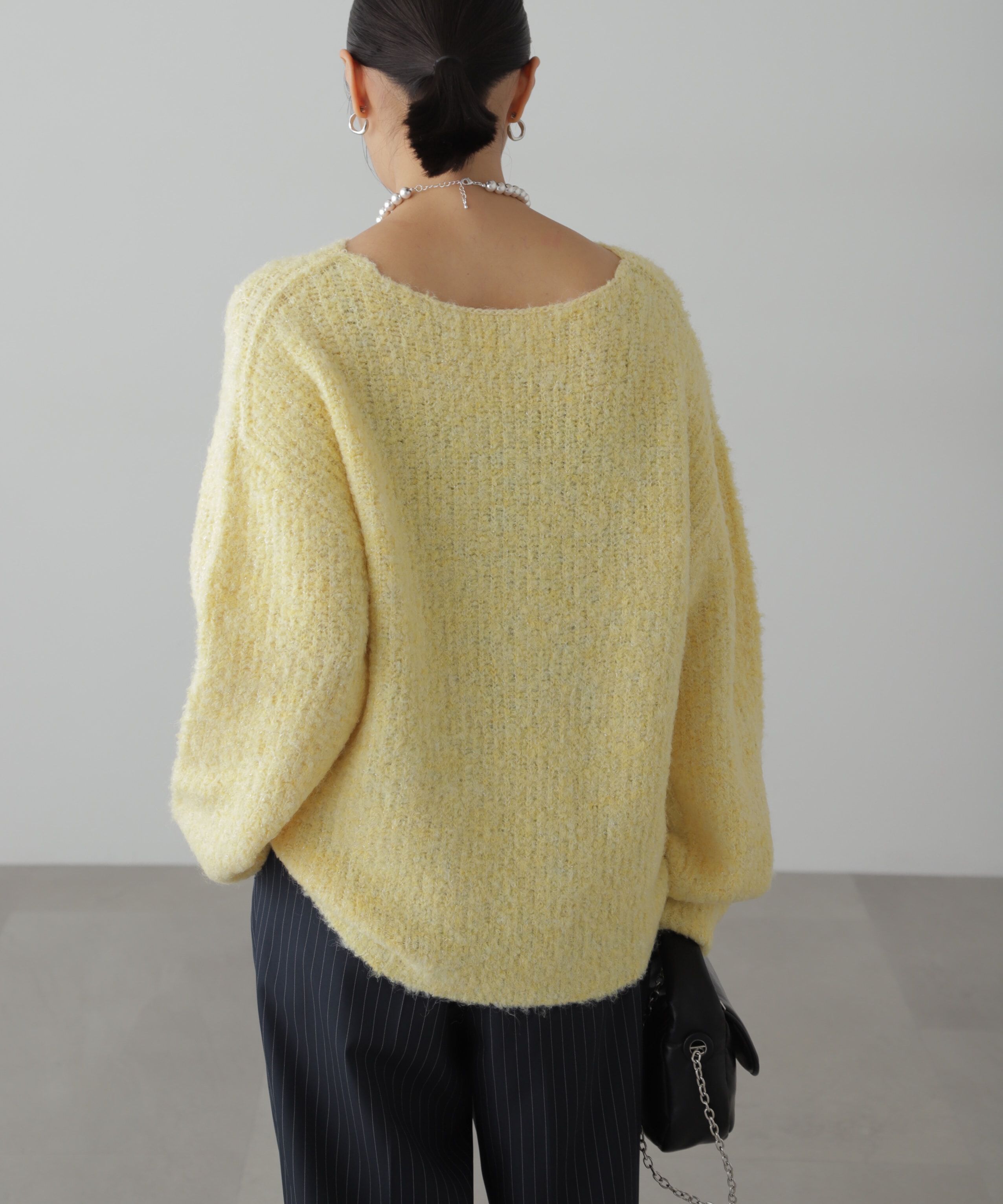  「ラメミックスブークレー畦ニット」|ニット・セーター|