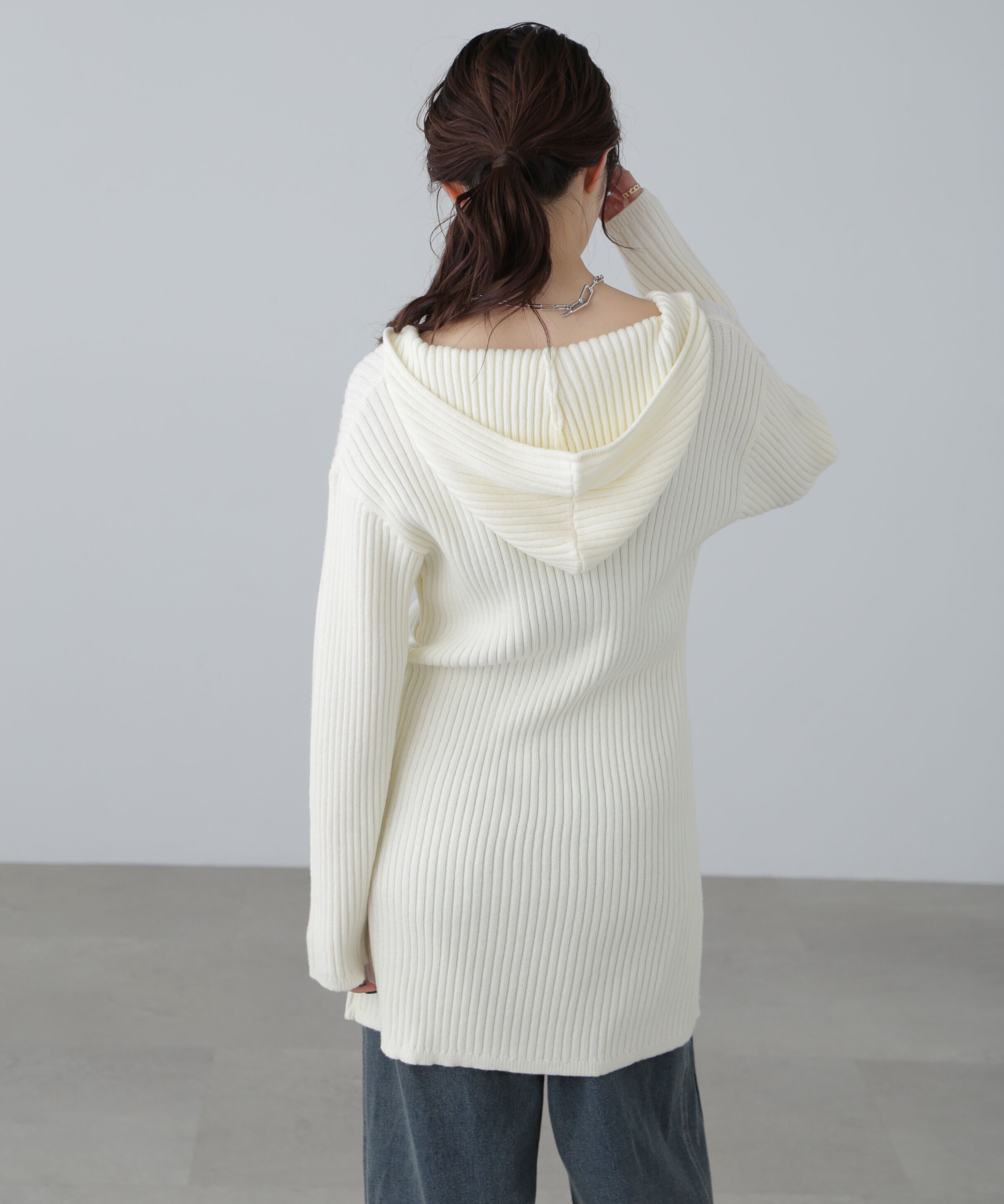  「フード付きニットミニワンピース」|ワンピース|