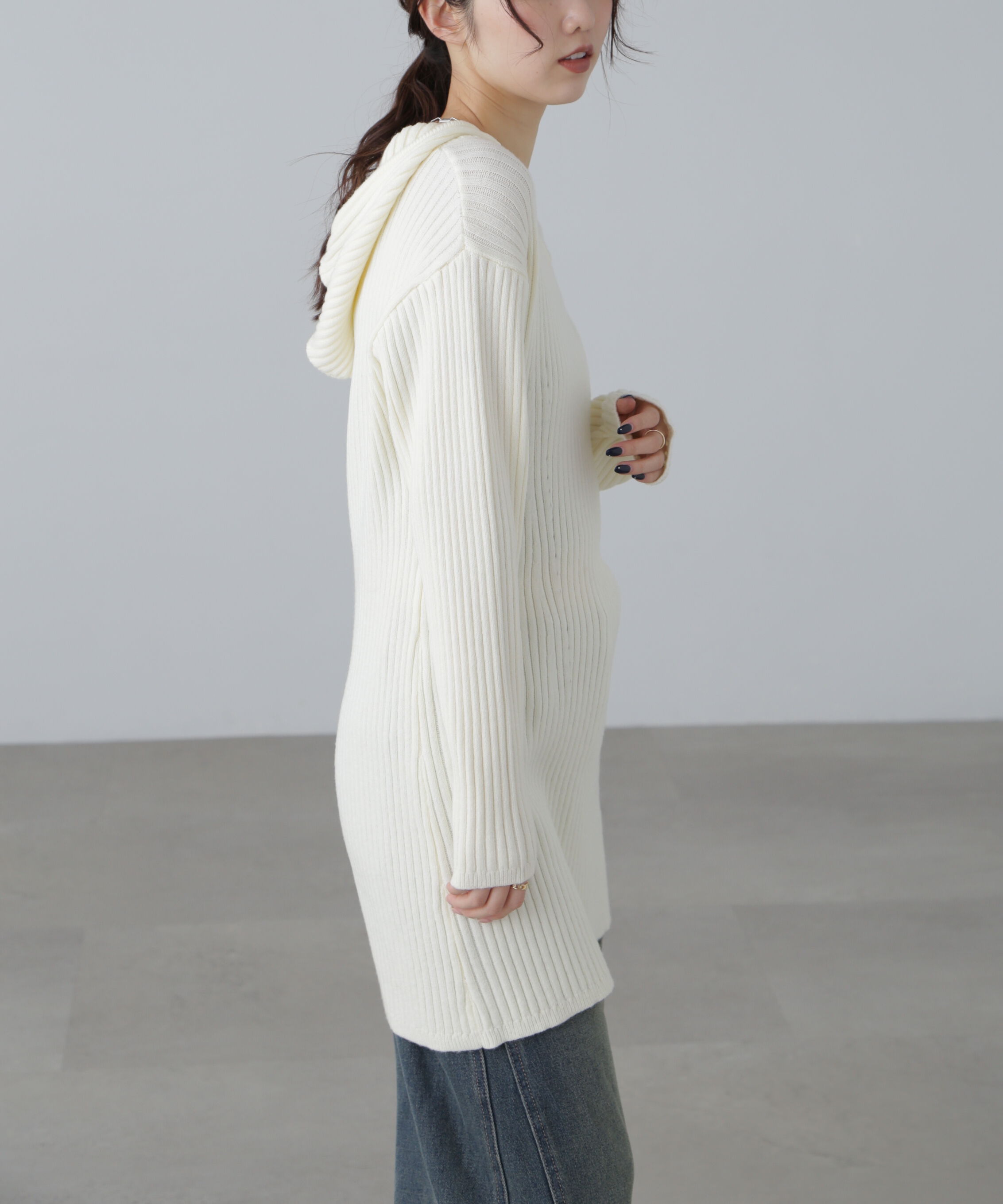  「フード付きニットミニワンピース」|ワンピース|