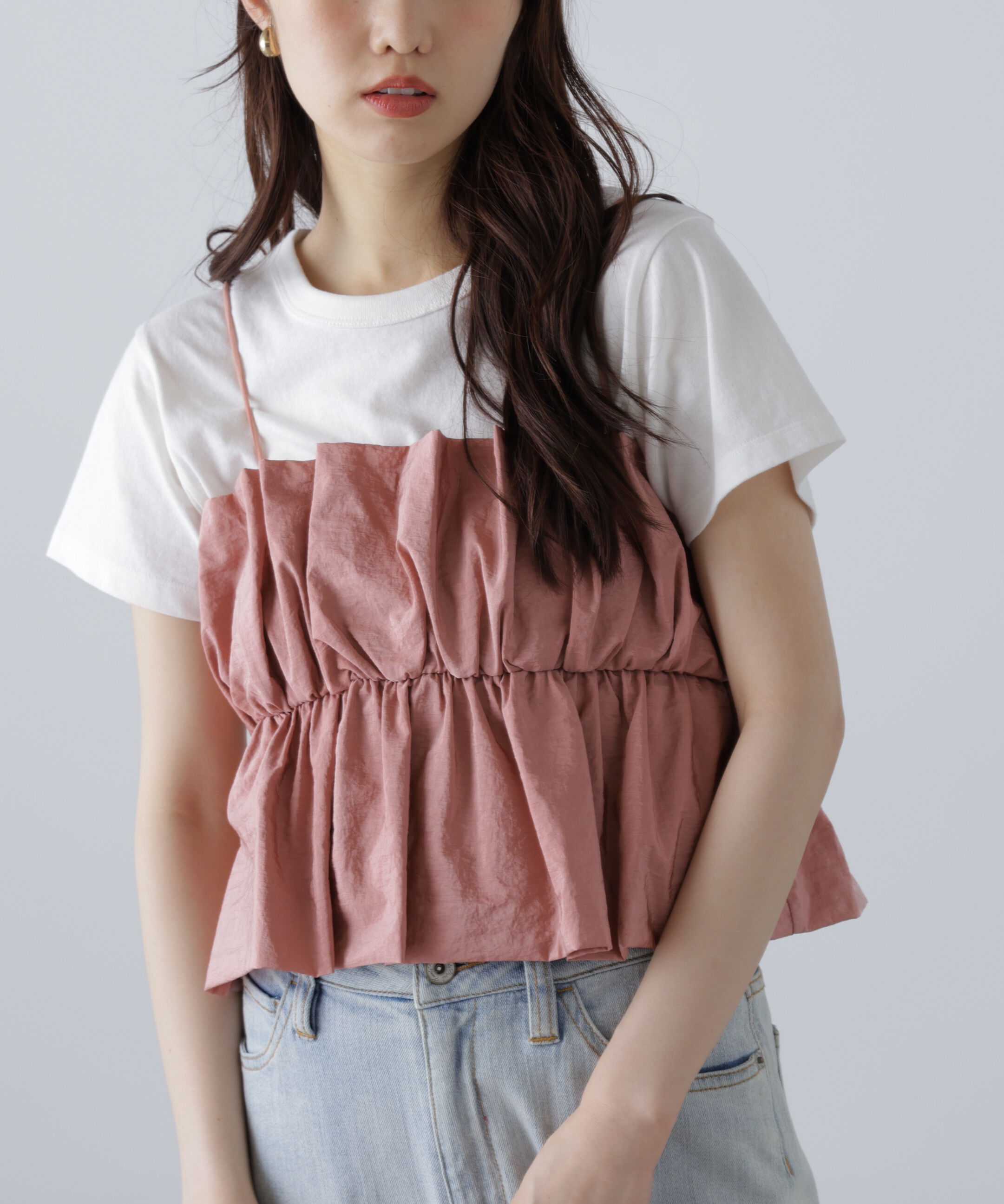  「シャイニーキャミソールビスチェ」|シャツ・ブラウス|ピンク