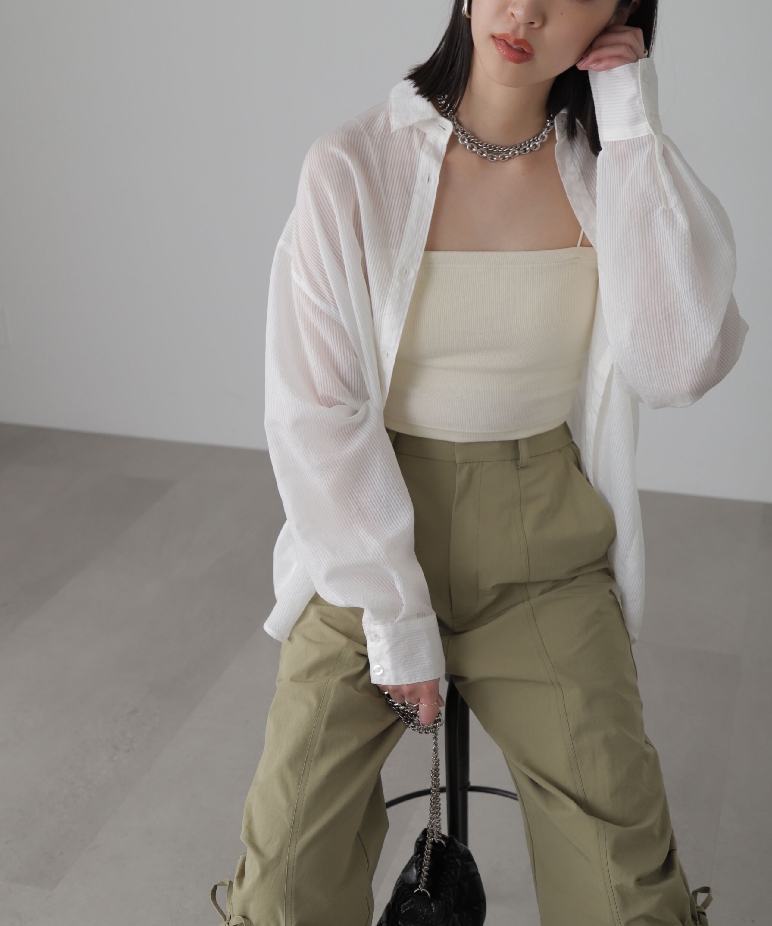  「シアーストライプオーバーシャツ」|シャツ・ブラウス|