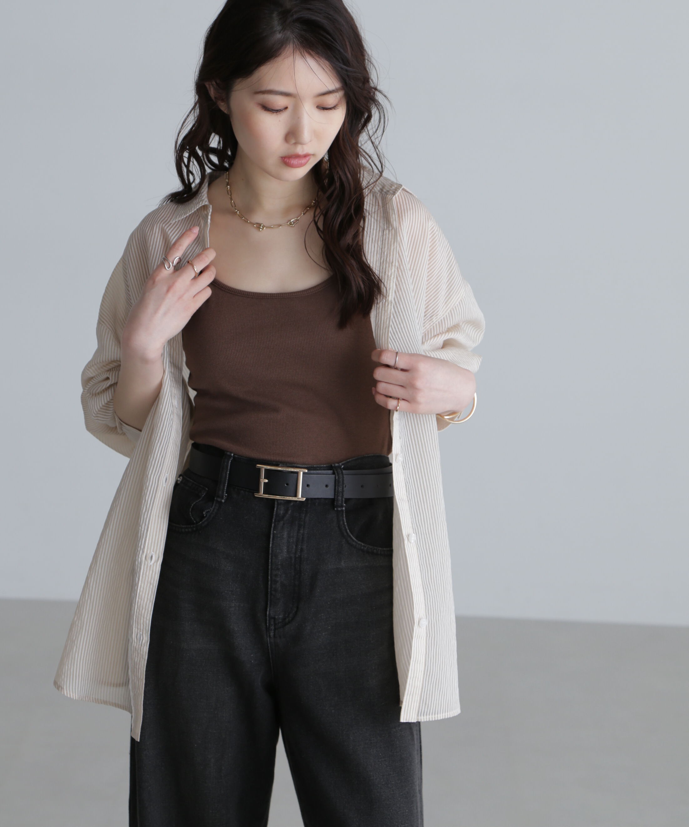  「シアーストライプオーバーシャツ」|シャツ・ブラウス|