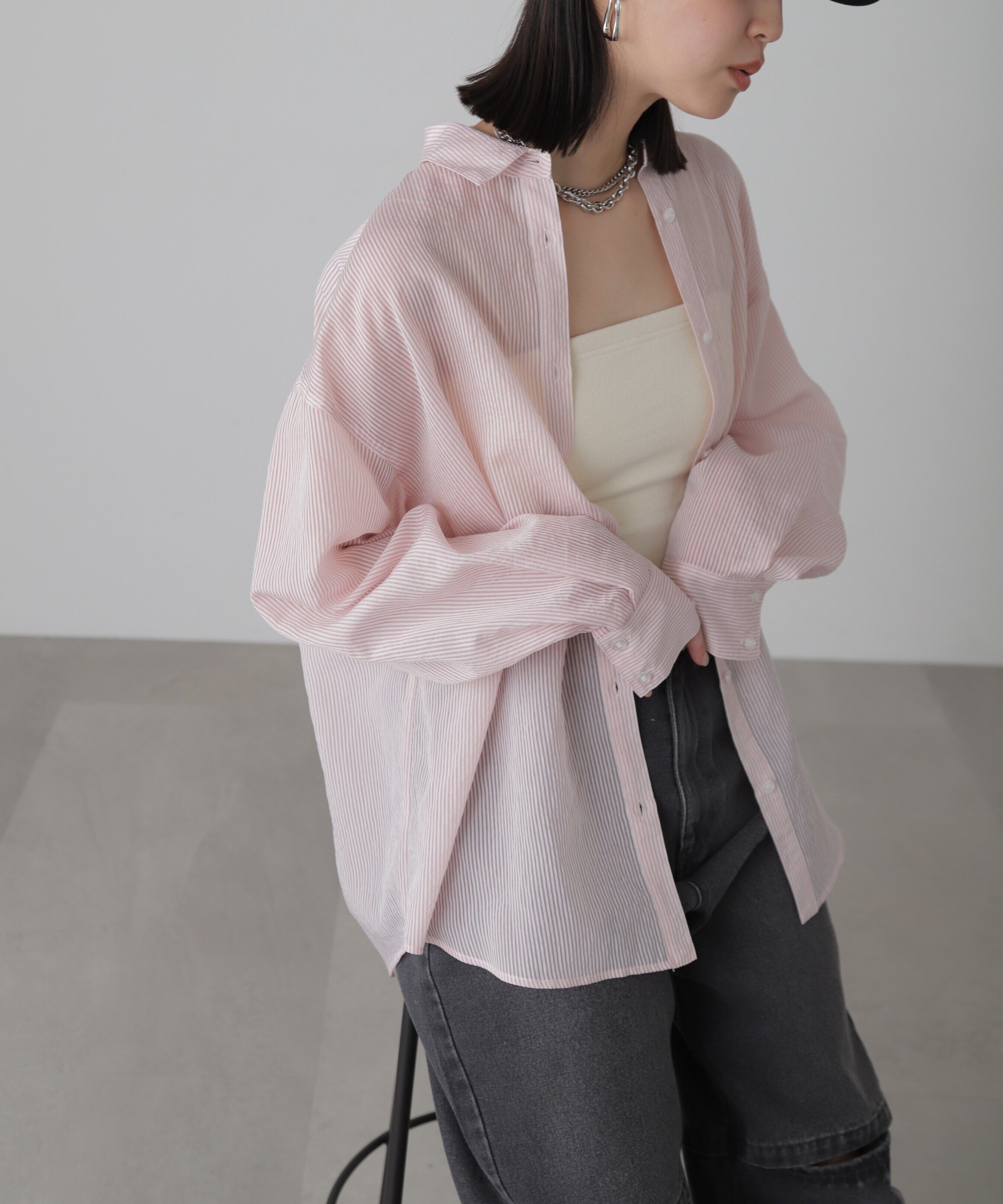  「シアーストライプオーバーシャツ」|シャツ・ブラウス|