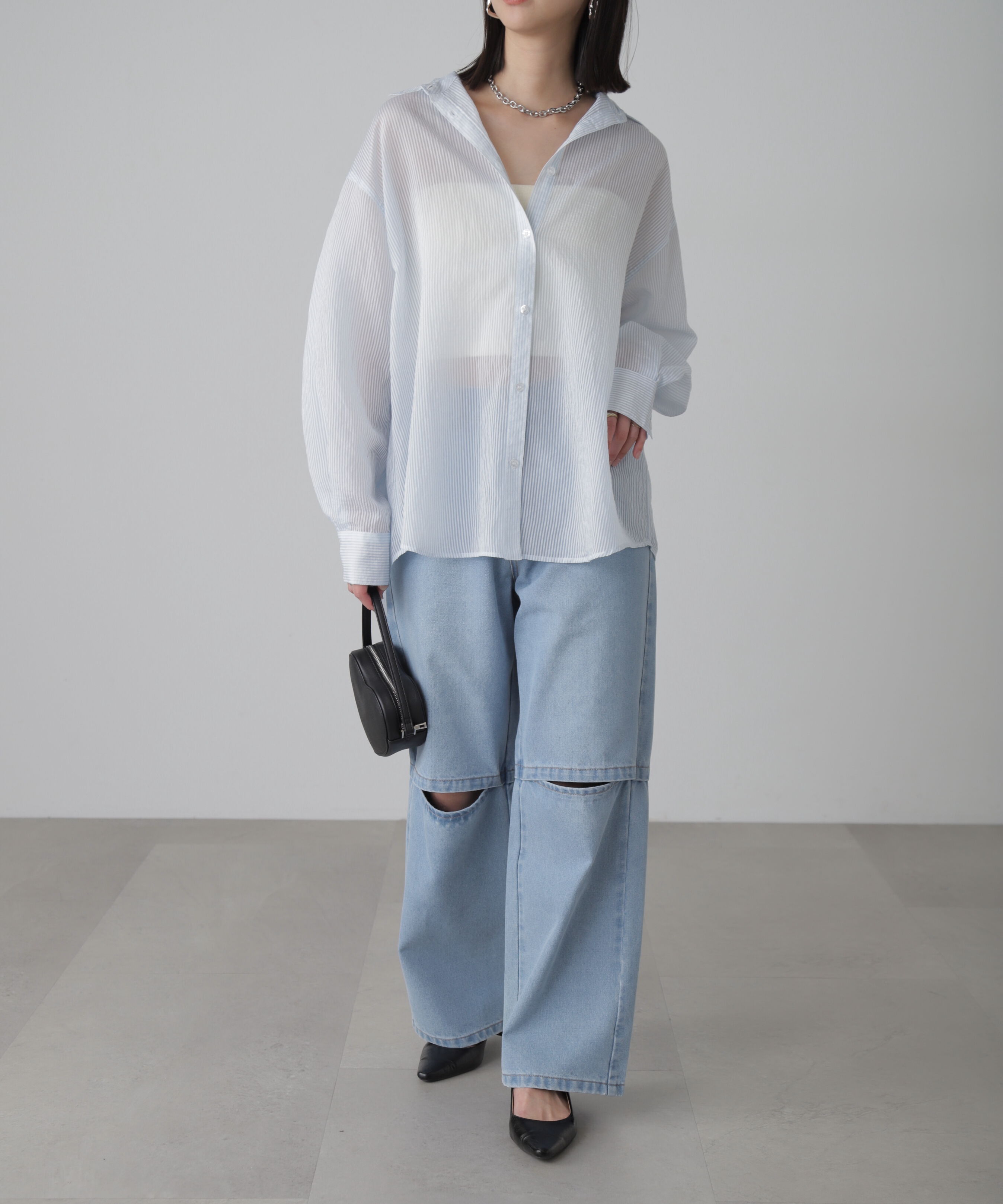  「シアーストライプオーバーシャツ」|シャツ・ブラウス|