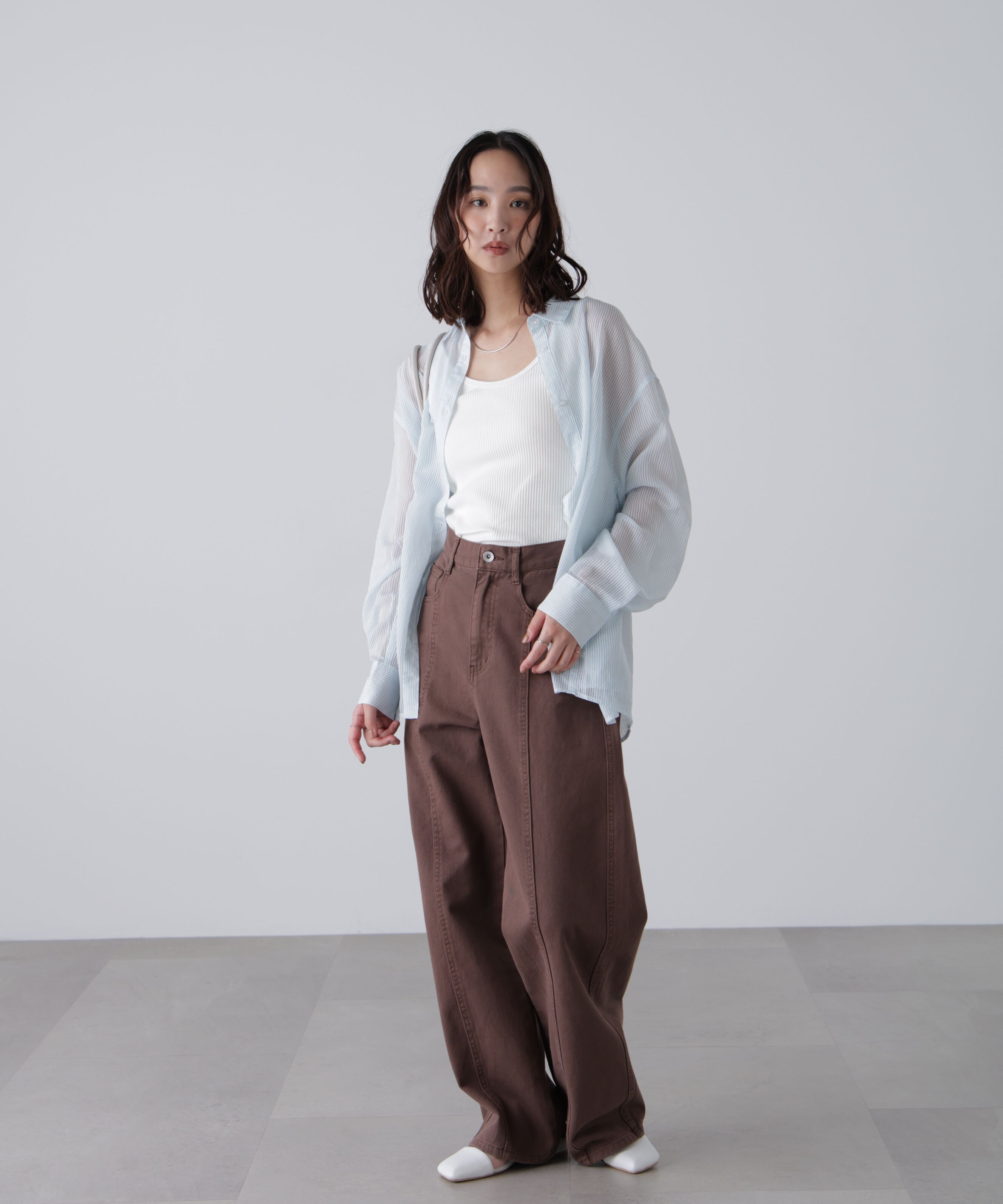  「シアーストライプオーバーシャツ」|シャツ・ブラウス|