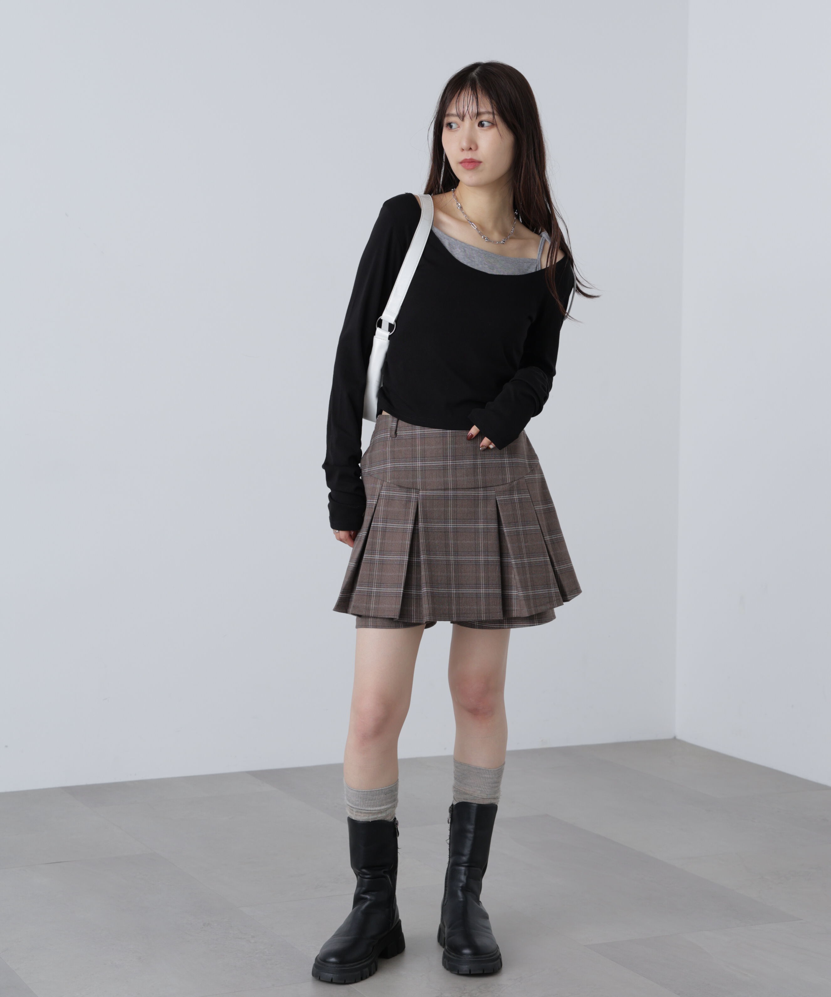  「ワンショルキャミレイヤード風カットソー」|Tシャツ・カットソー|