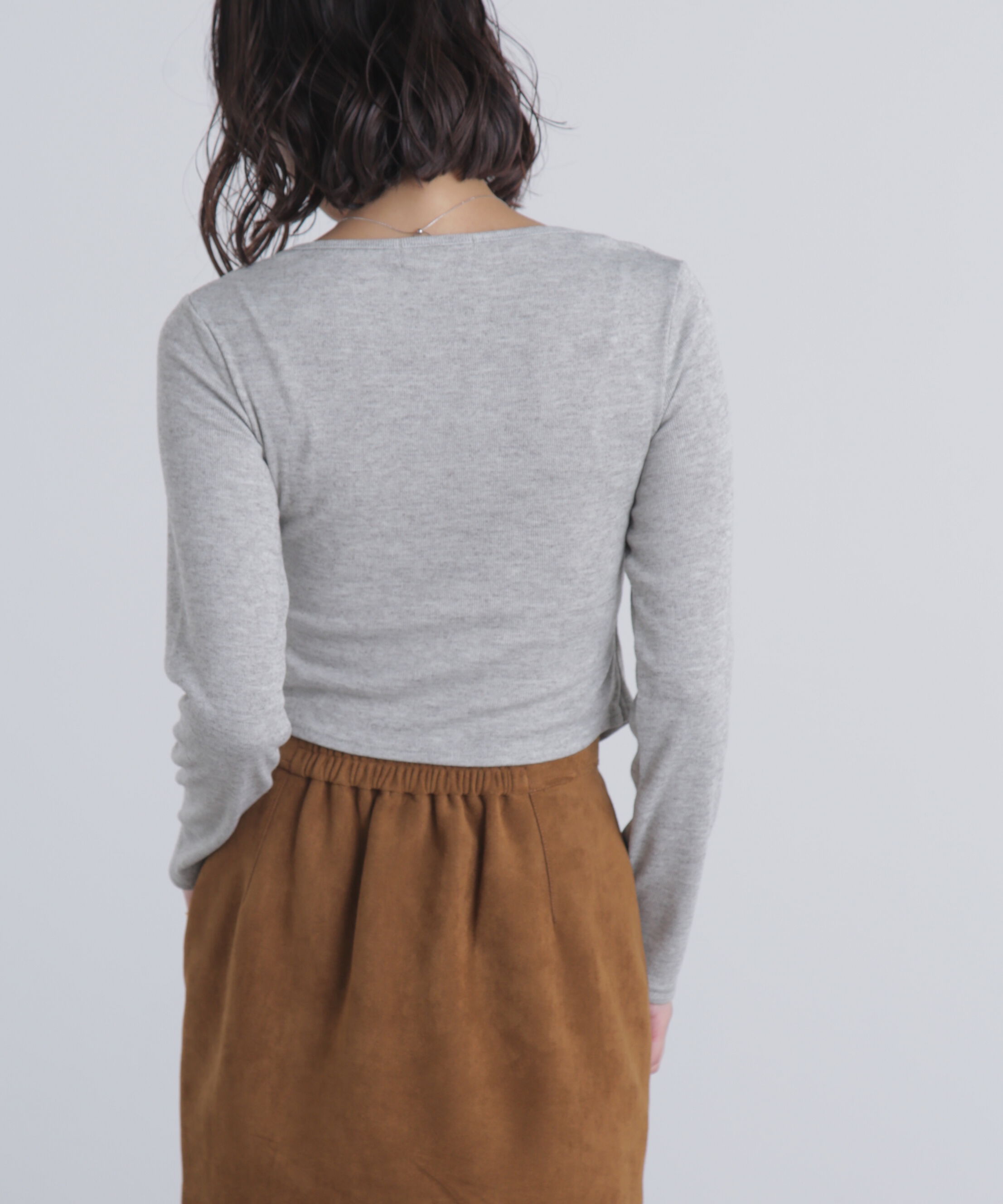  「レースアップレイヤード長袖カットソー」|Tシャツ・カットソー|