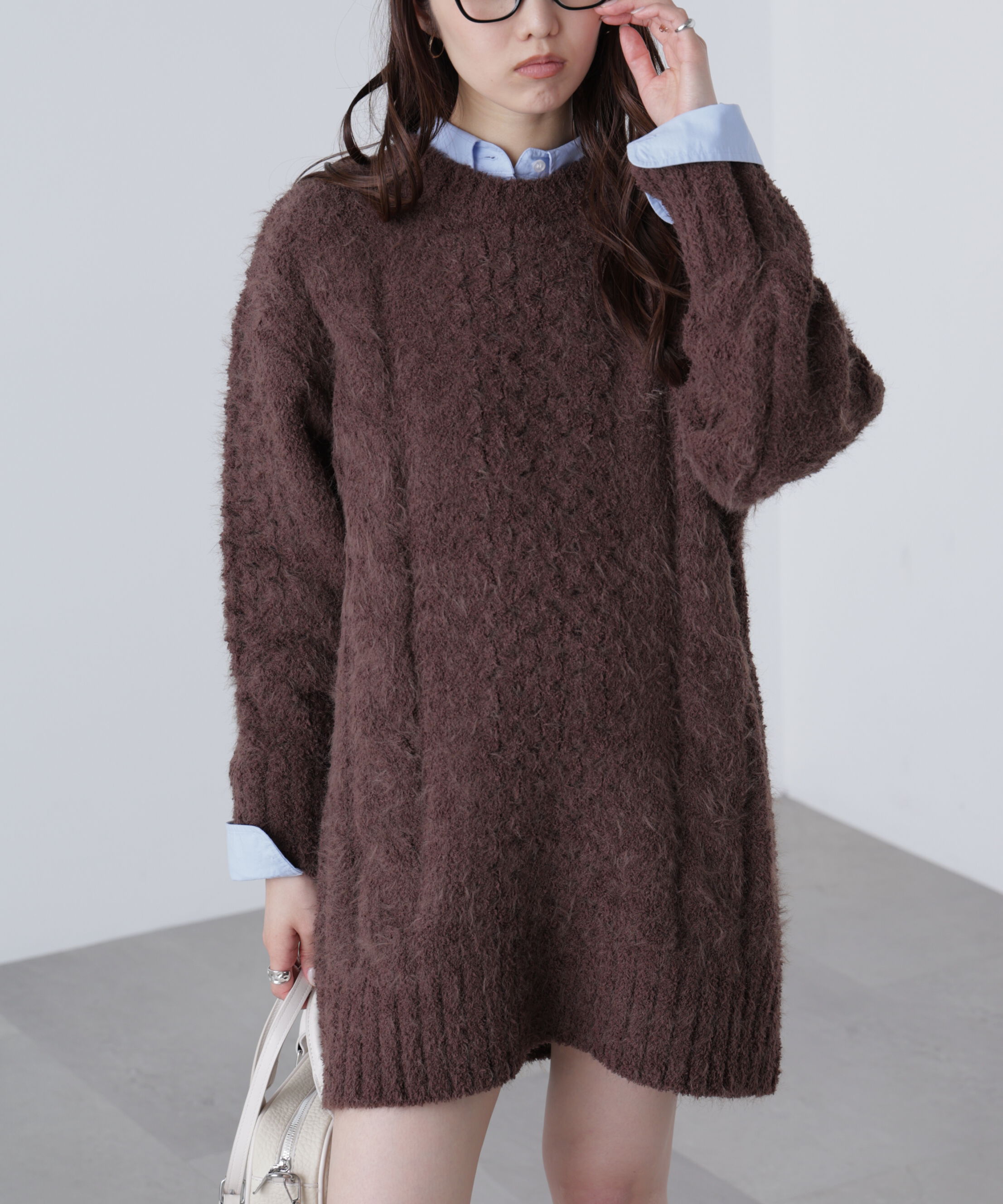  「テディヤーンケーブル編みミニワンピース」|ワンピース|