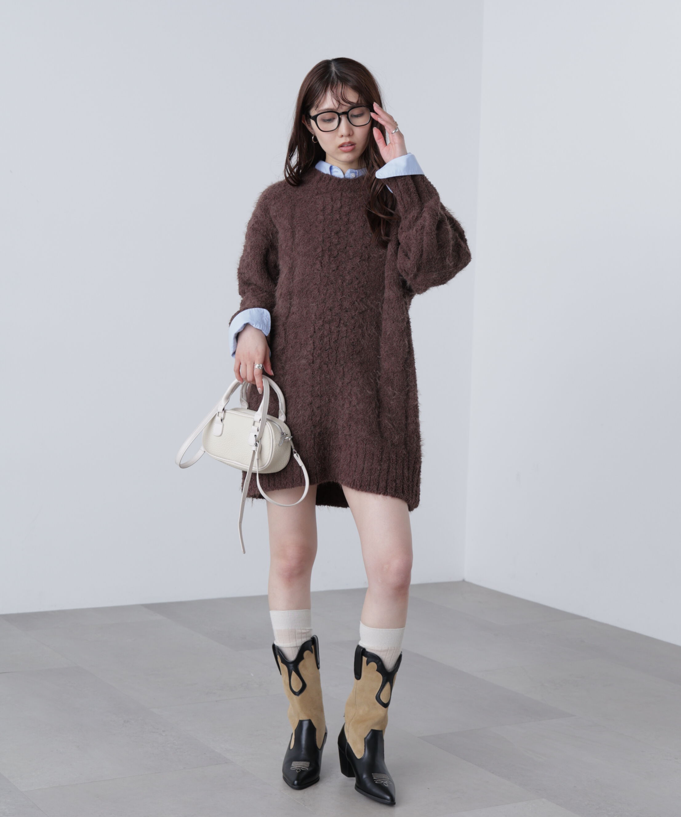  「テディヤーンケーブル編みミニワンピース」|ワンピース|