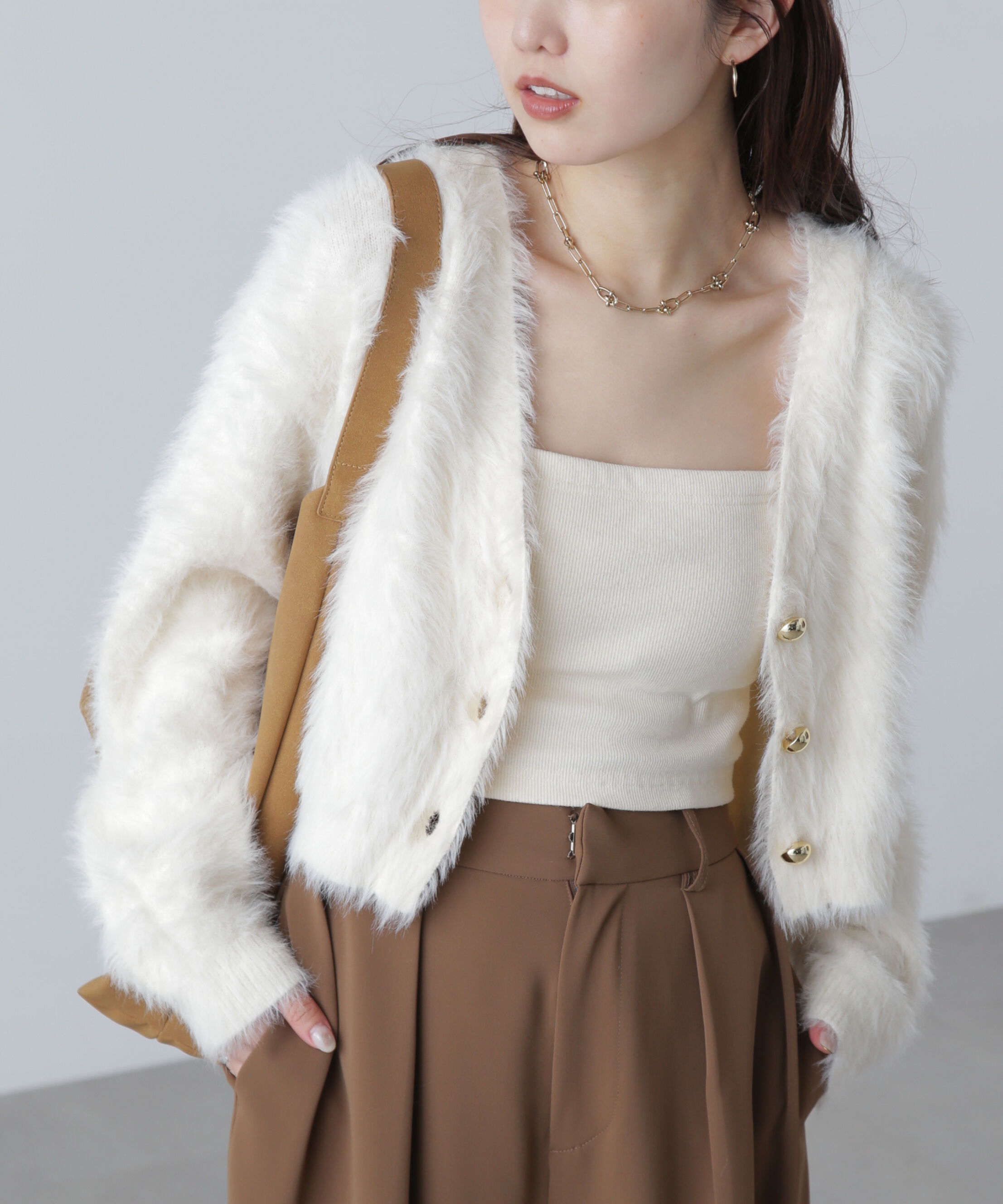  「金ボタンロングシャギーニットカーディガン〈ＭＦＭ〉」|ニット・セーター|