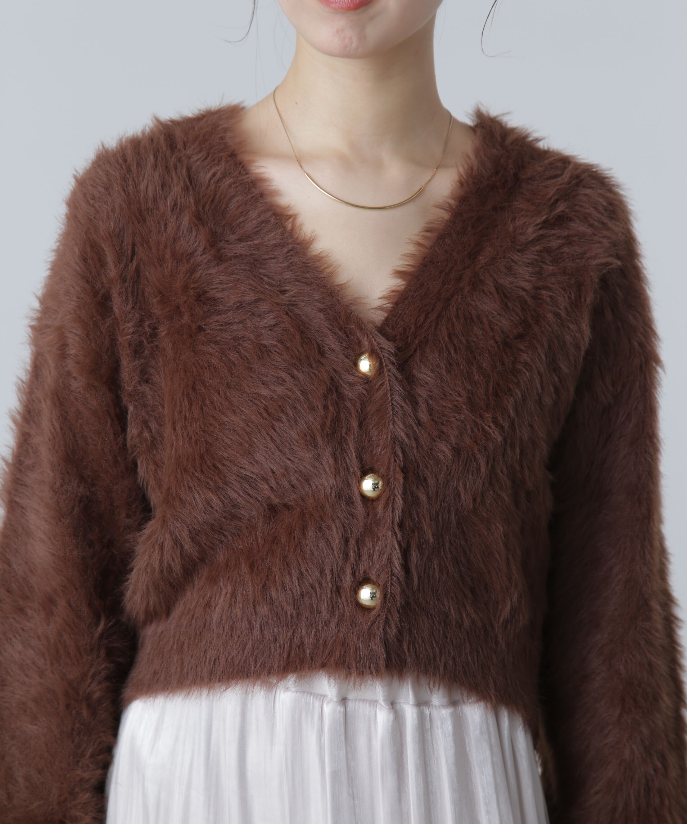  「金ボタンロングシャギーニットカーディガン〈ＭＦＭ〉」|ニット・セーター|