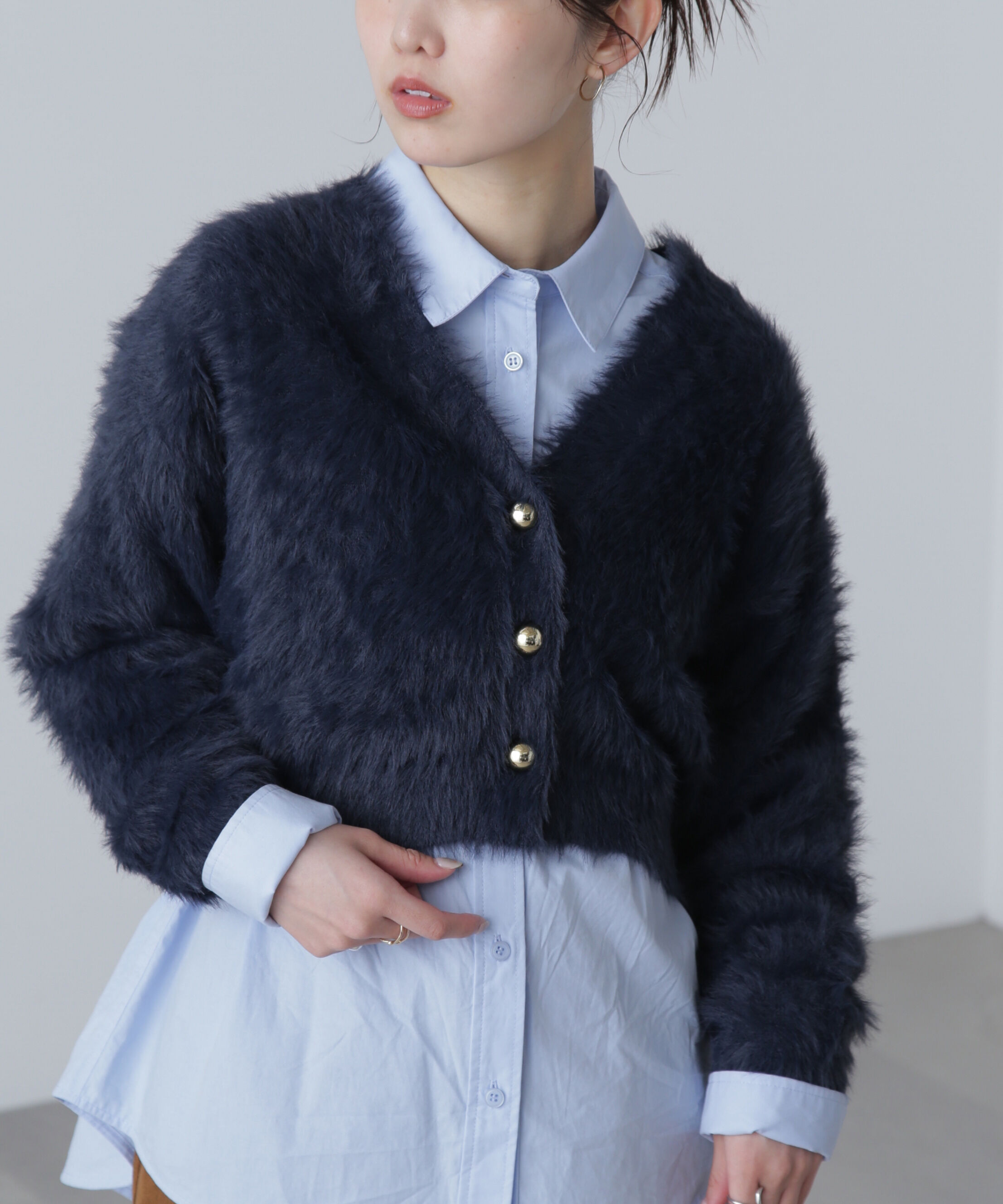  「金ボタンロングシャギーニットカーディガン〈ＭＦＭ〉」|ニット・セーター|