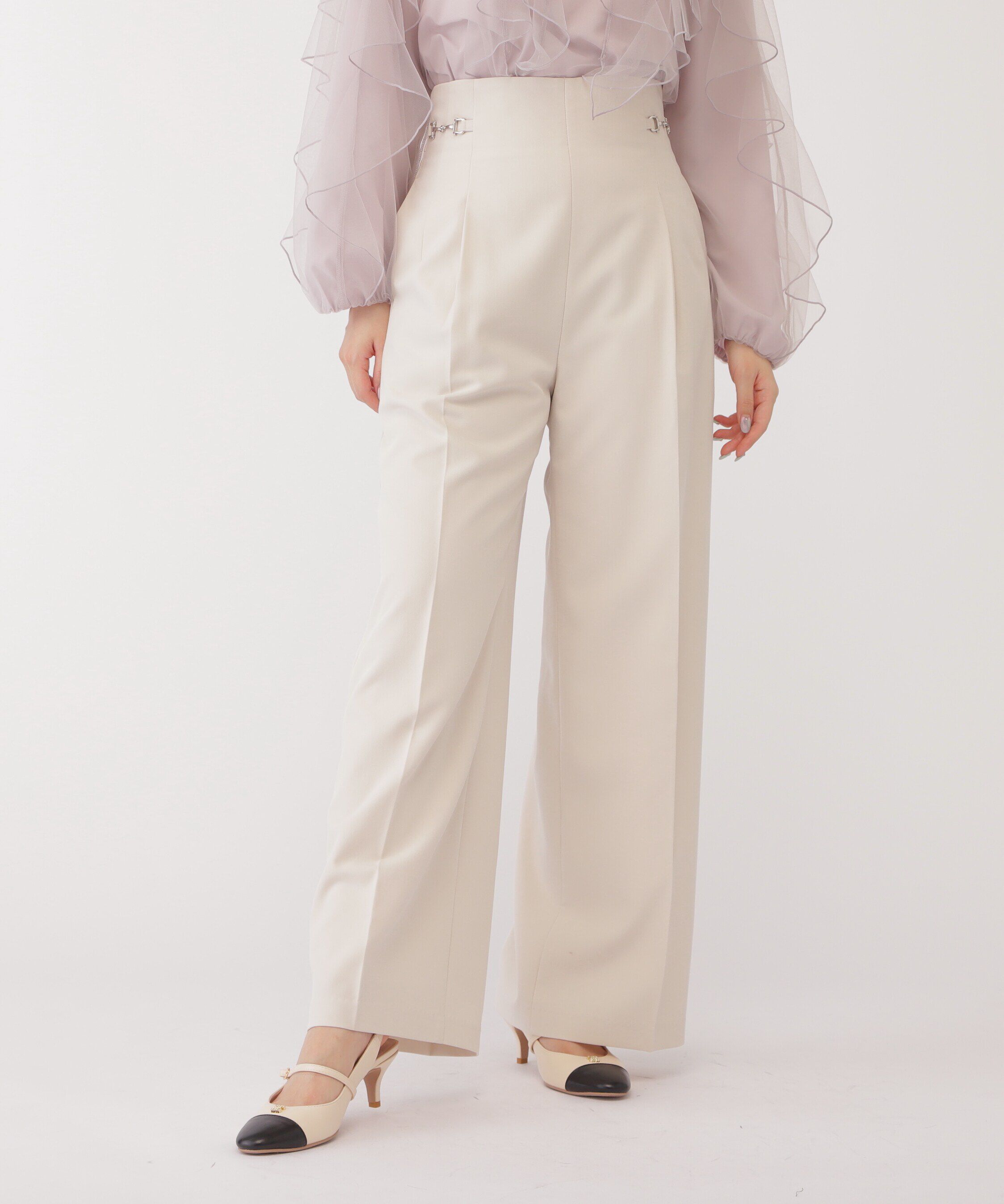  「サイドディテールワイドパンツ」|その他|エクリュ1