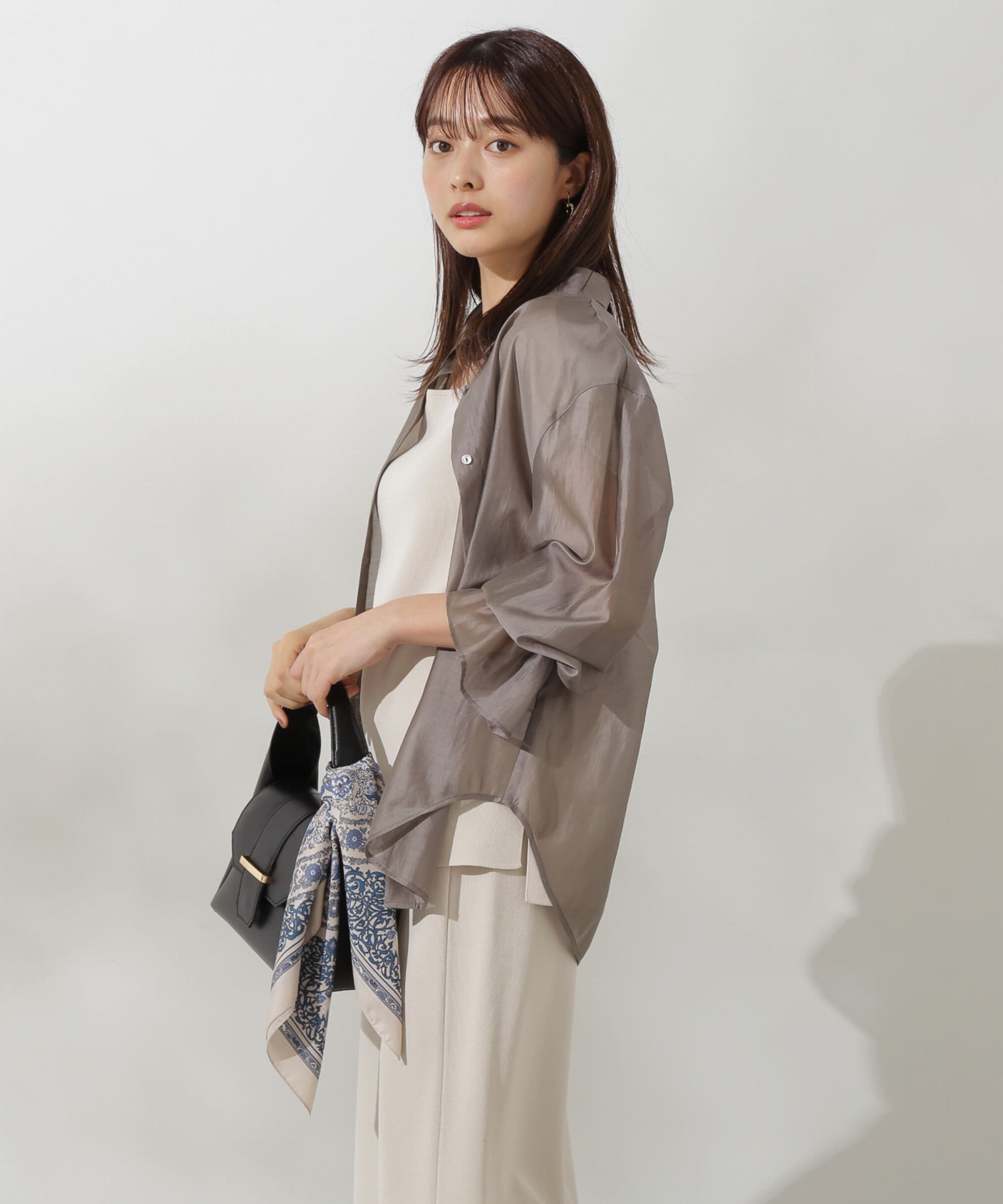 PROPORTION BODY DRESSING「キャンディースリーブシアーシャツ」|シャツ・ブラウス|グレー