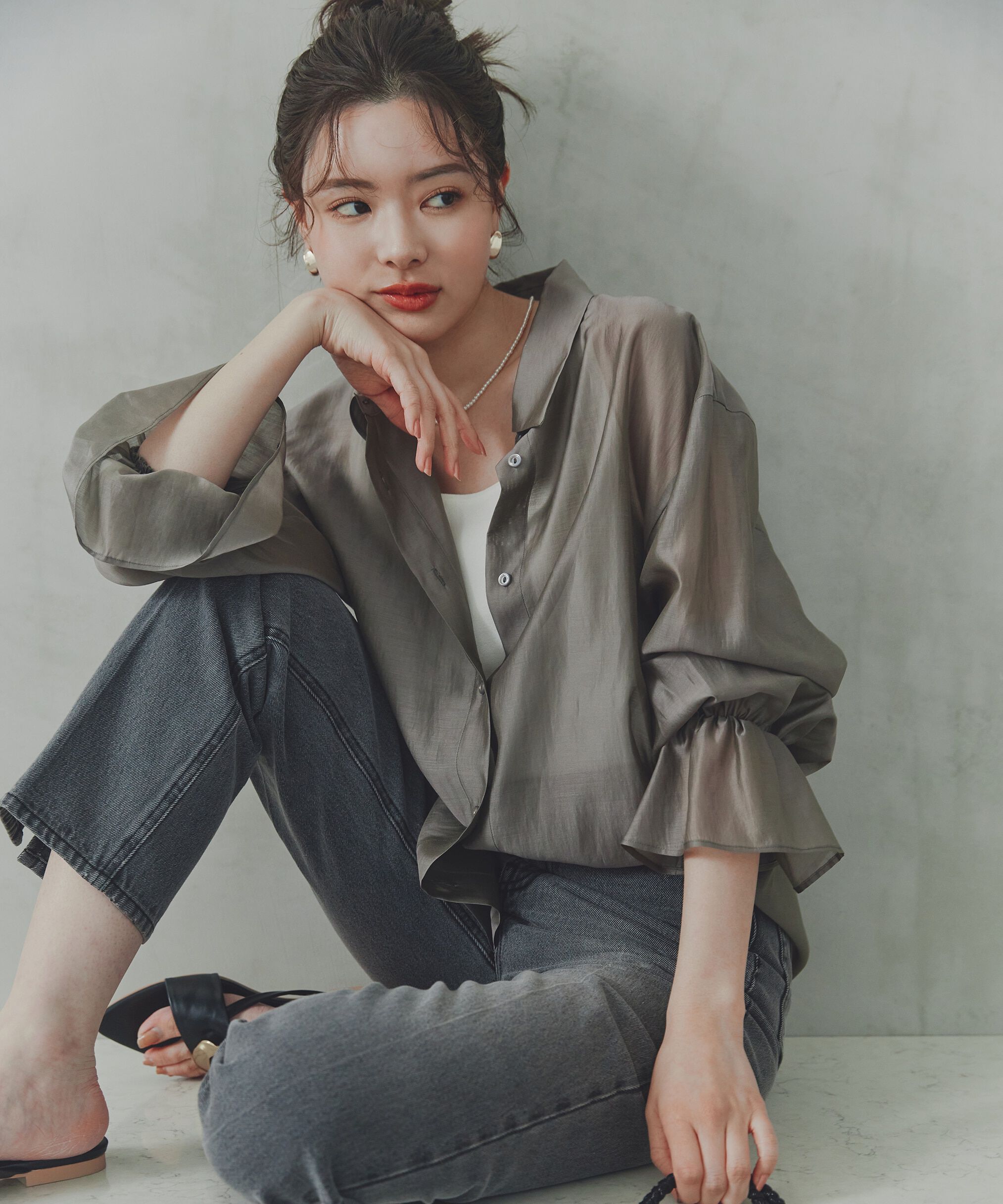 PROPORTION BODY DRESSING「キャンディースリーブシアーシャツ」|シャツ・ブラウス|