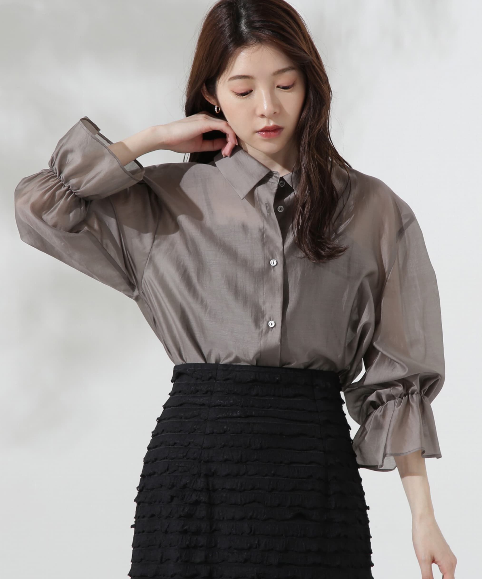 PROPORTION BODY DRESSING「キャンディースリーブシアーシャツ」|シャツ・ブラウス|