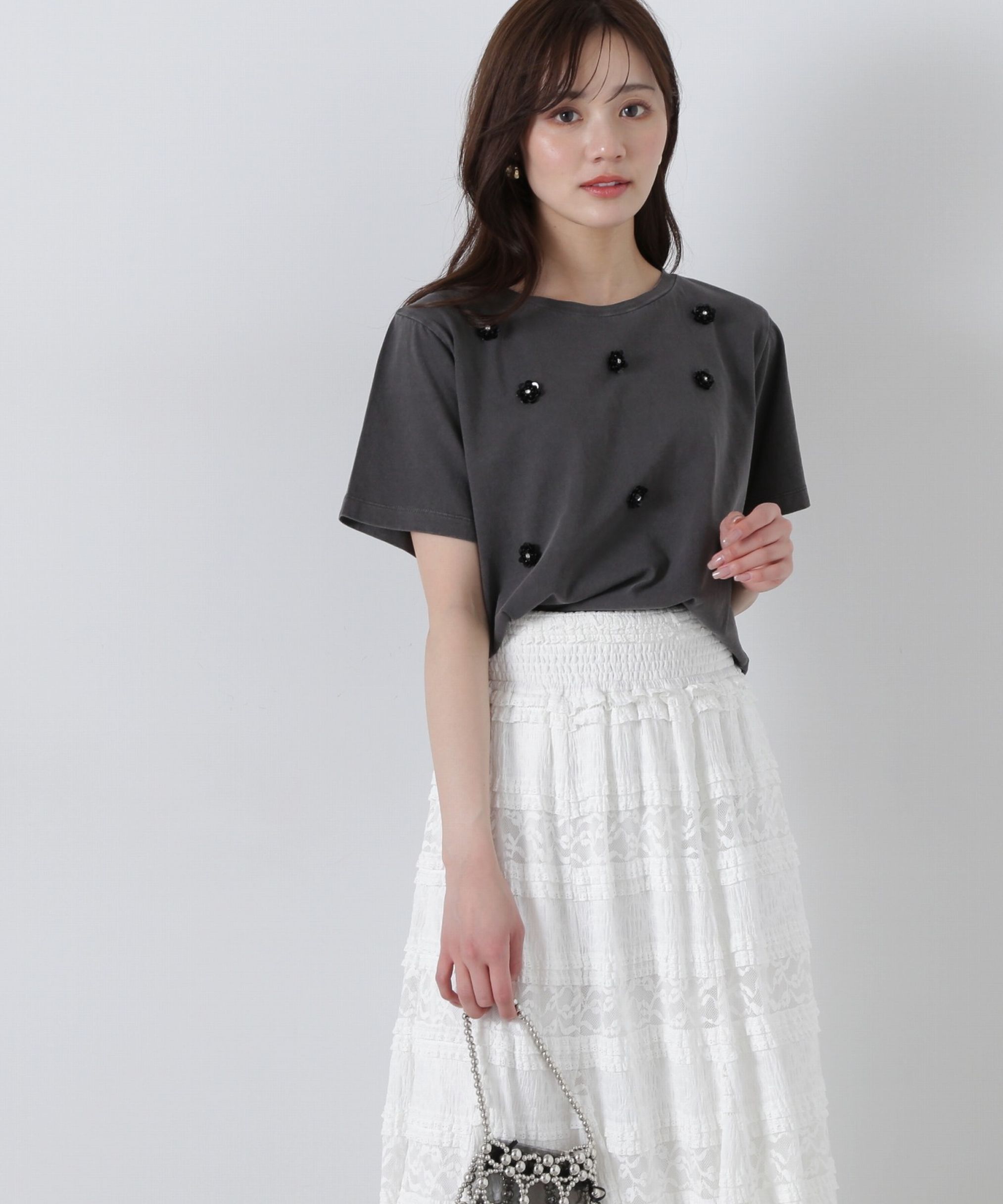 PROPORTION BODY DRESSING「スパンコールTシャツ」|Tシャツ・カットソー|グレー