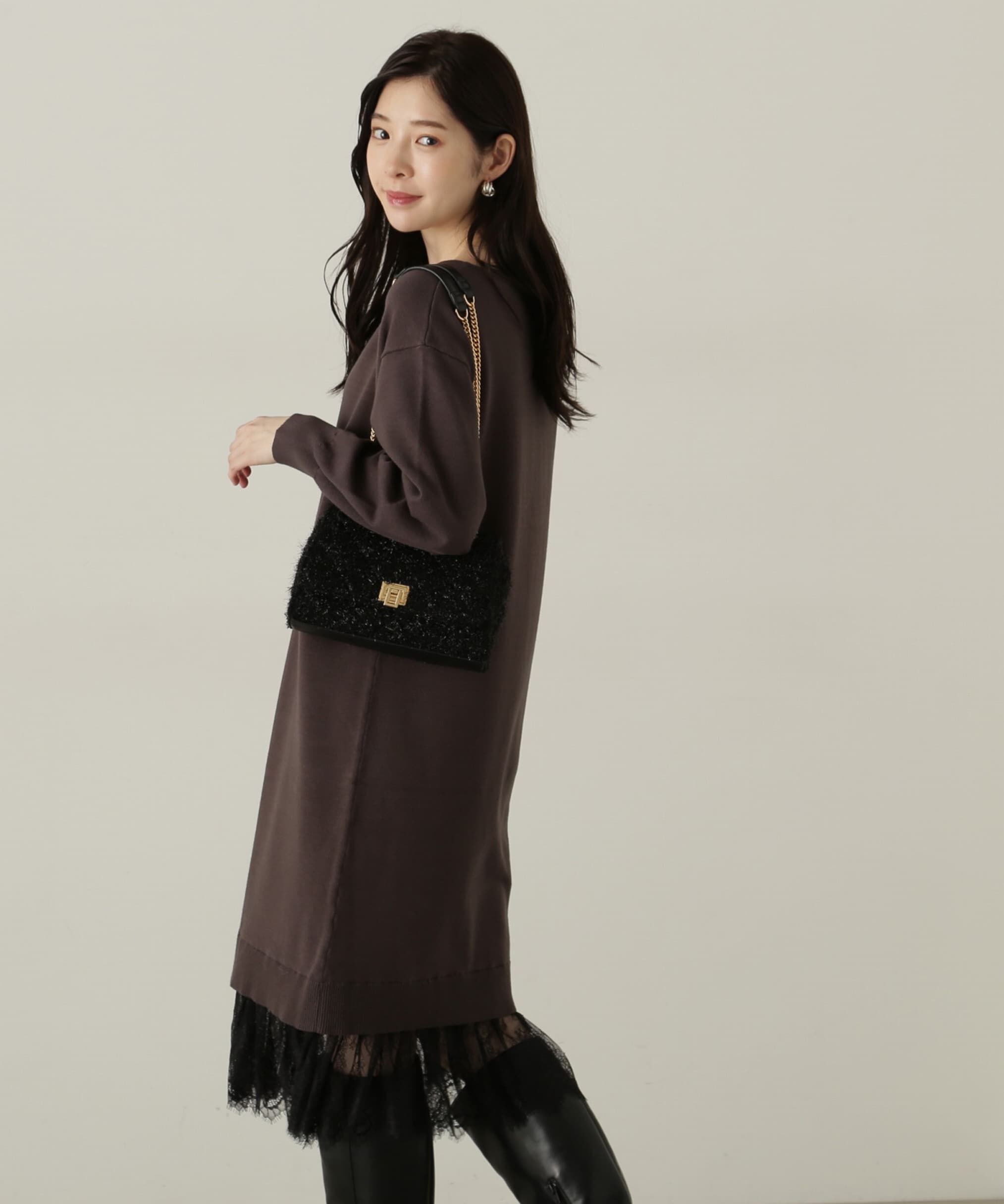 PROPORTION BODY DRESSING「《EDIT COLOGNE》裾レース付きニットワンピース　WEB限定」|ワンピース|