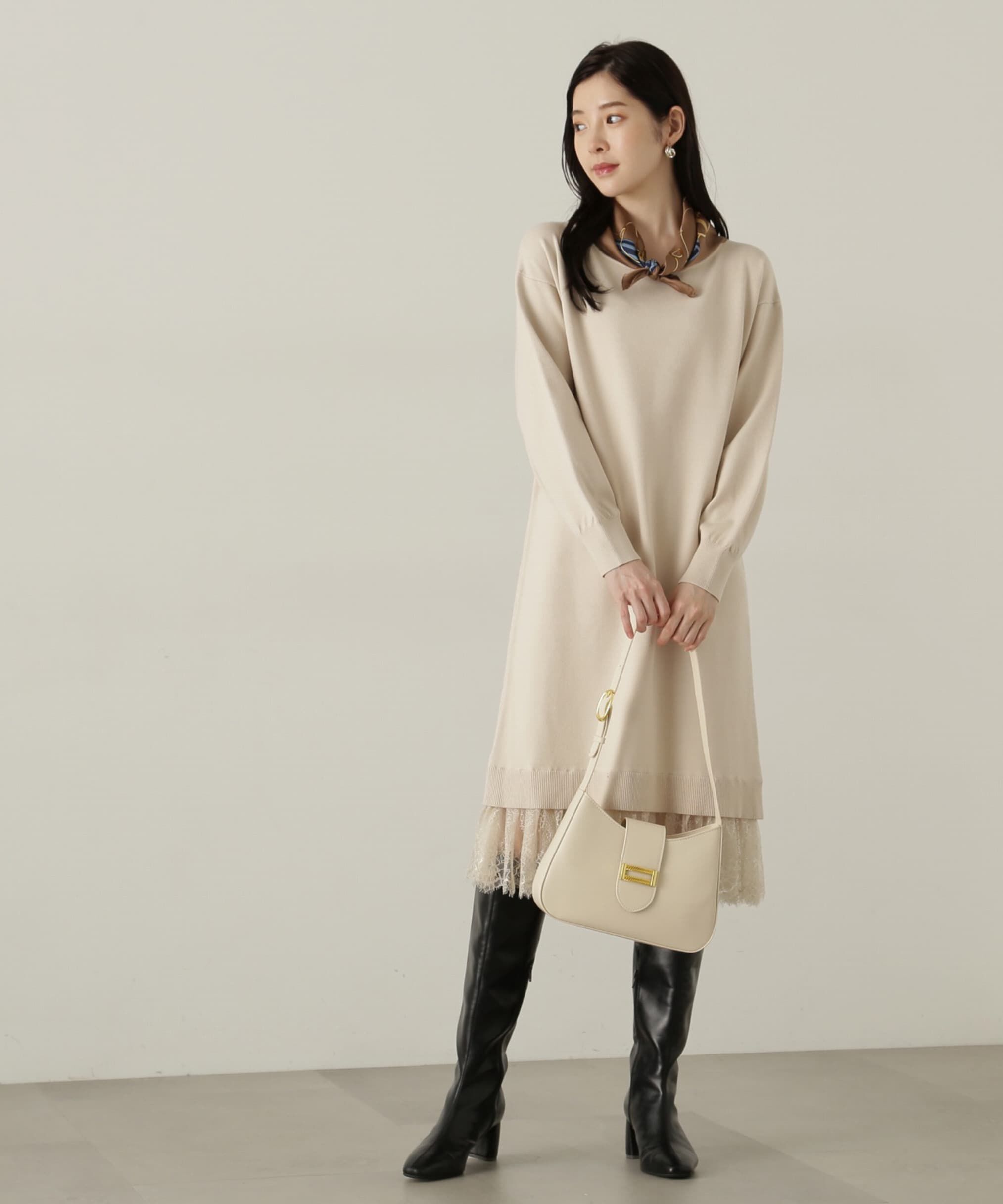 PROPORTION BODY DRESSING「《EDIT COLOGNE》裾レース付きニットワンピース　WEB限定」|ワンピース|