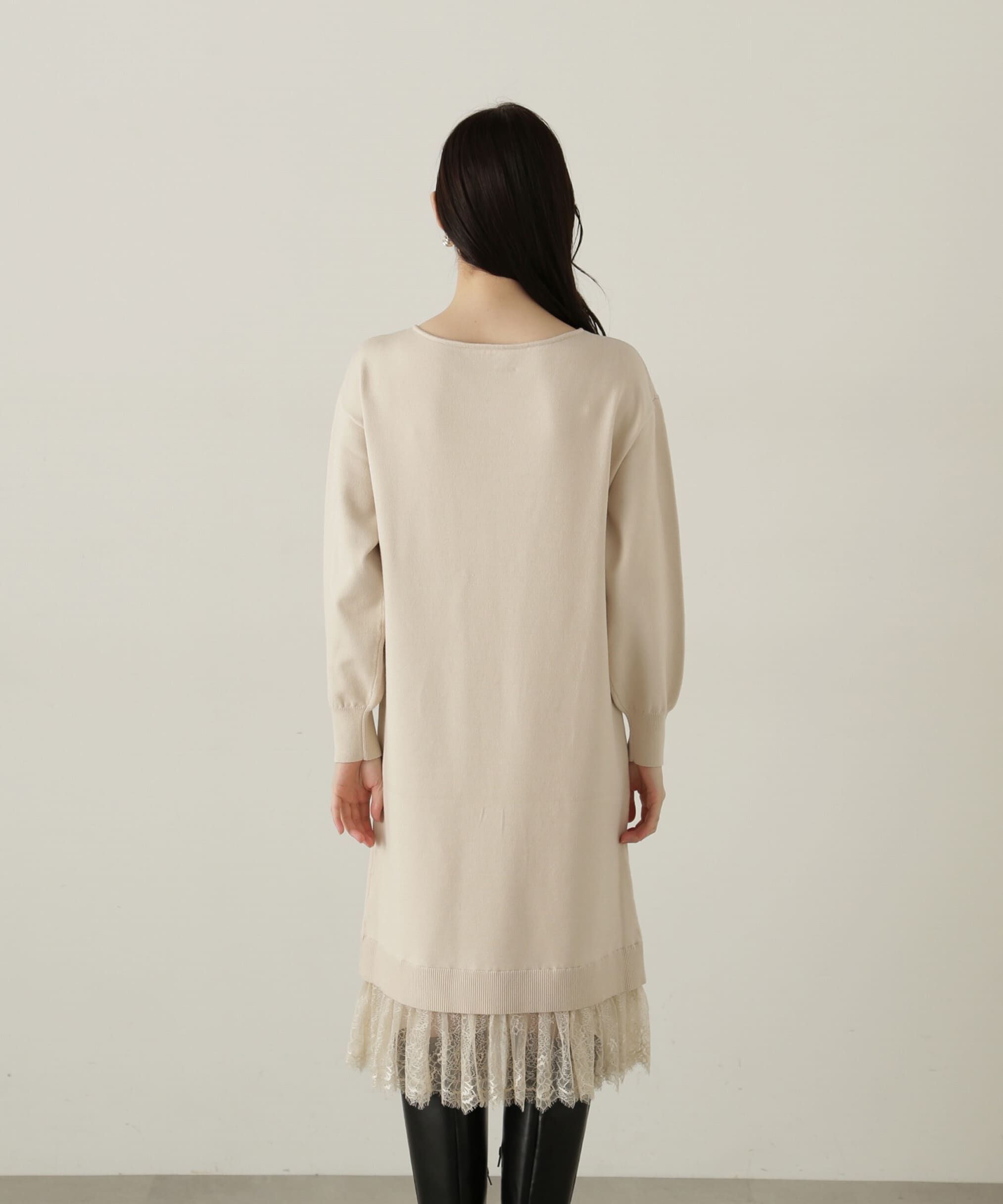 PROPORTION BODY DRESSING「《EDIT COLOGNE》裾レース付きニットワンピース　WEB限定」|ワンピース|