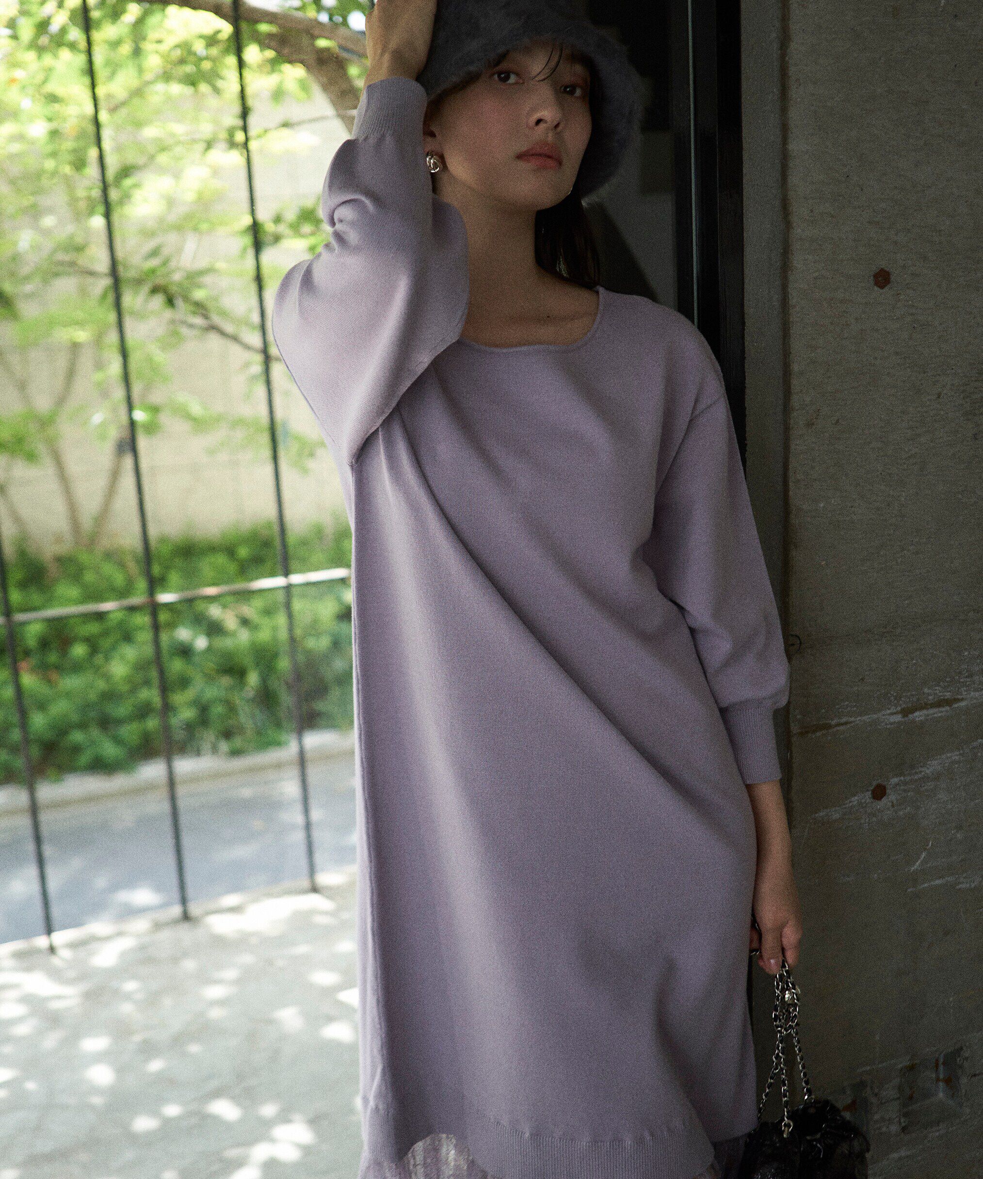 PROPORTION BODY DRESSING「《EDIT COLOGNE》裾レース付きニットワンピース　WEB限定」|ワンピース|