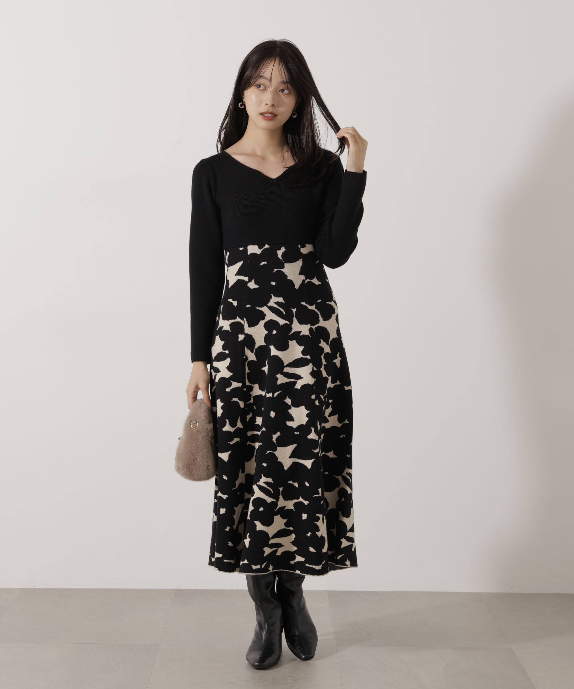 PROPORTION BODY DRESSING「ジャガードフラワーニットワンピース」|ワンピース|