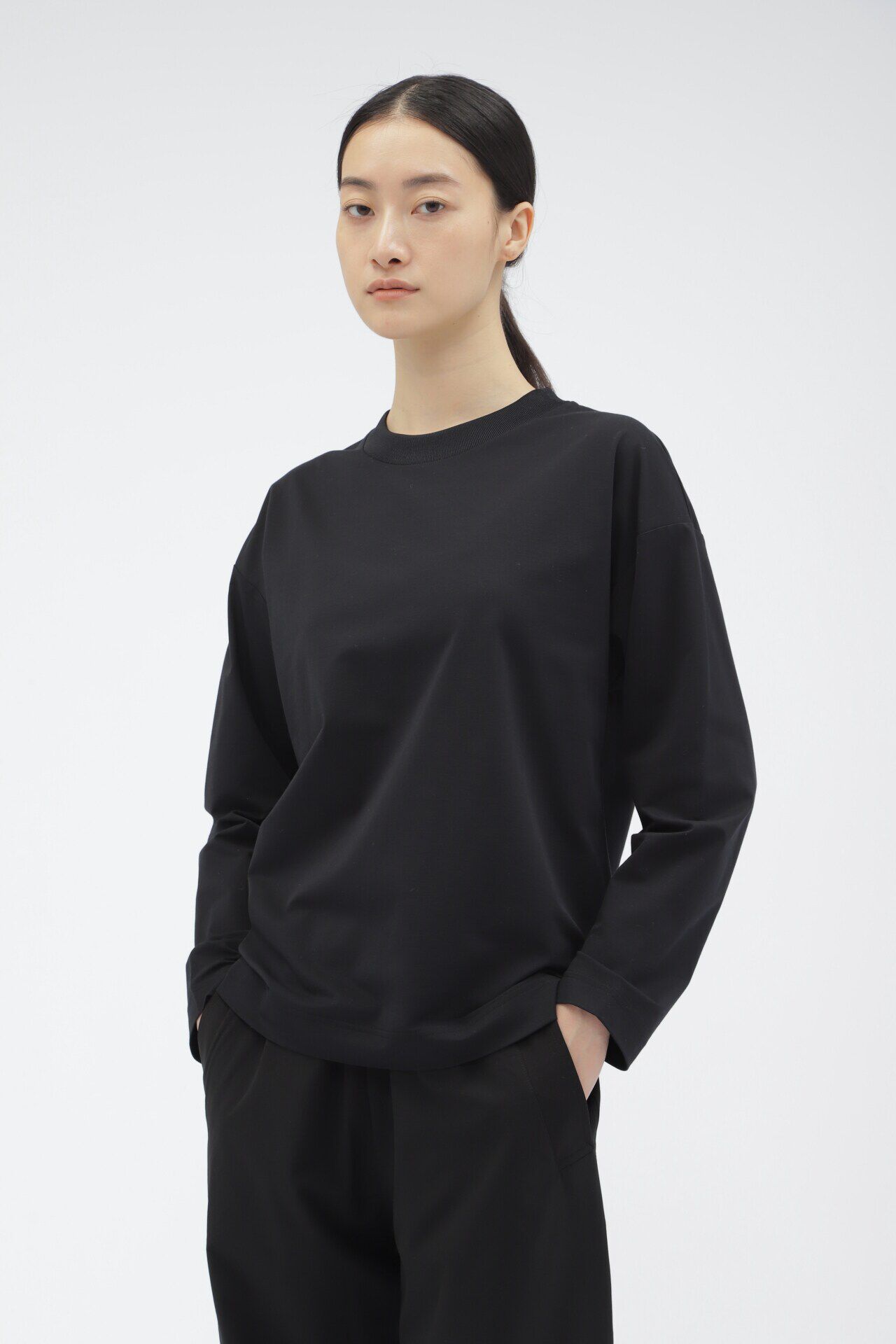  「POLYESTER COTTON HIGH GAUGE PIQUE JERSEY」|Tシャツ・カットソー|BLACK