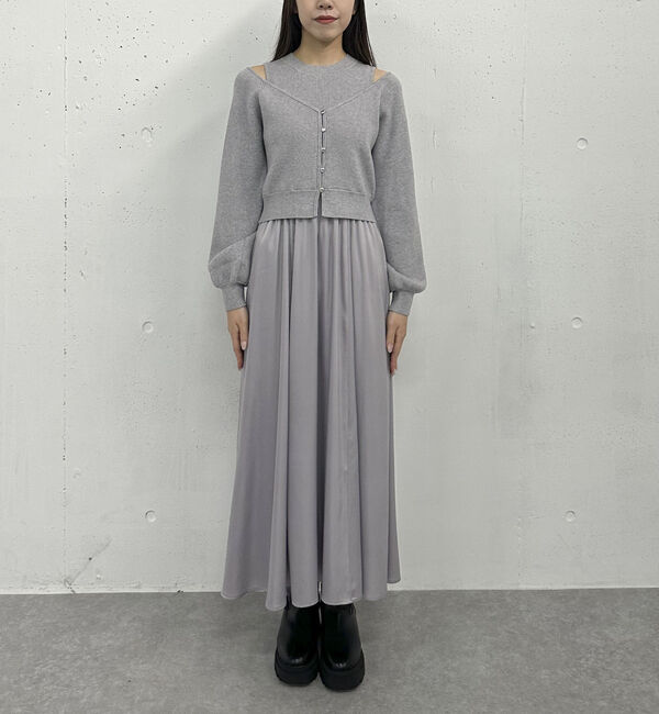 archives「オフショルニットカーディガン&times;ドッキングワンピースＳＥＴ」|ワンピース|