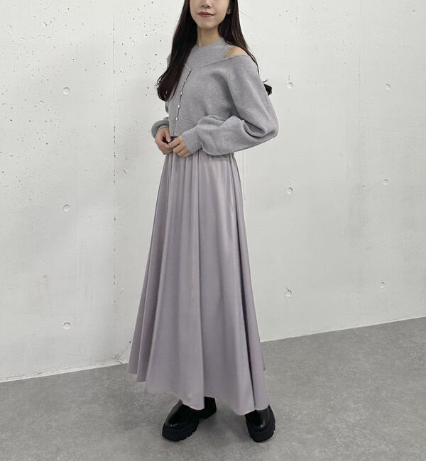 archives「オフショルニットカーディガン&times;ドッキングワンピースＳＥＴ」|ワンピース|