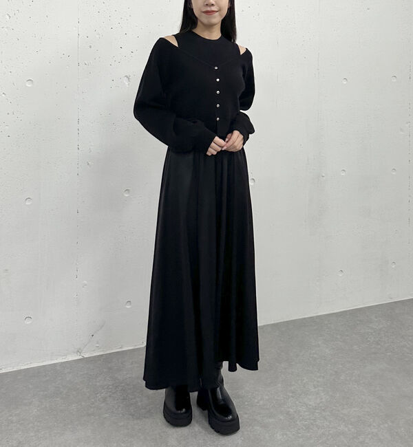 archives「オフショルニットカーディガン&times;ドッキングワンピースＳＥＴ」|ワンピース|