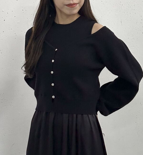 archives「オフショルニットカーディガン&times;ドッキングワンピースＳＥＴ」|ワンピース|