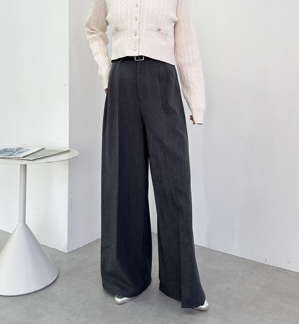 archives「ベルト付ワイドタックスラックス」|チノ|