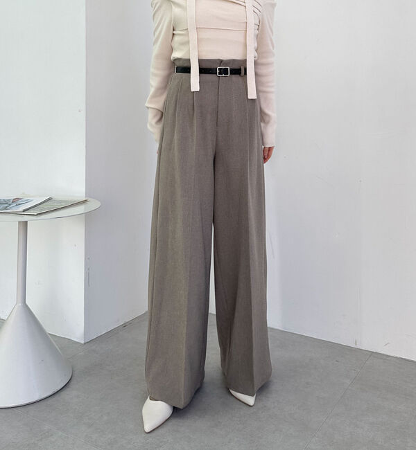 archives「ベルト付ワイドタックスラックス」|チノ|