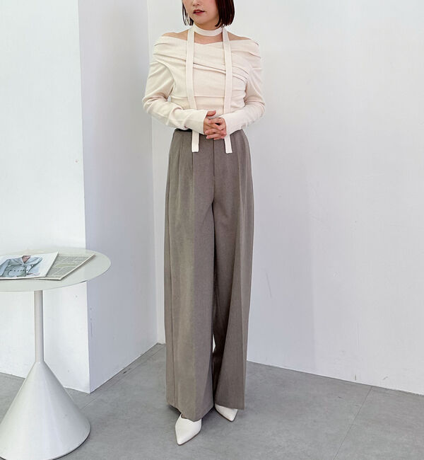 archives「ベルト付ワイドタックスラックス」|チノ|