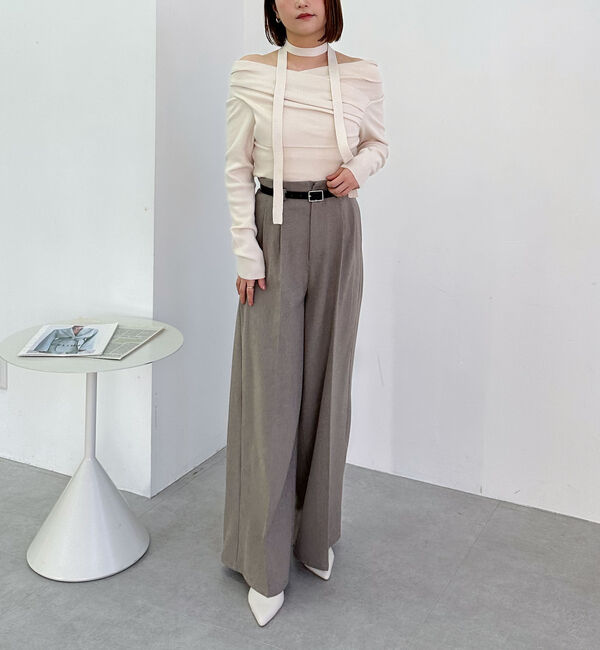 archives「ベルト付ワイドタックスラックス」|チノ|