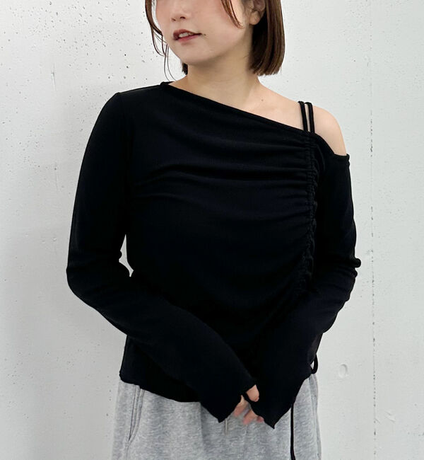 archives「ドロストワンショルカットＴＯＰＳ」|Tシャツ・カットソー|BLACK