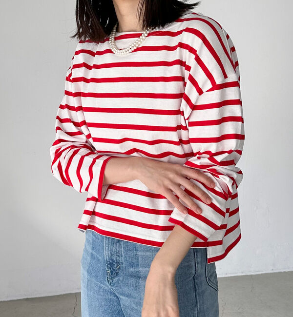 Doux archives「ボーダーショートロンＴｅｅ」|Tシャツ・カットソー|WHITE/RED