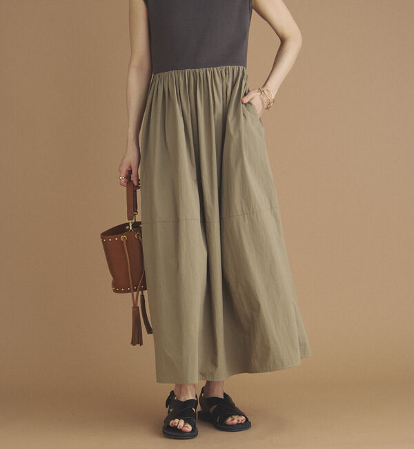 Doux archives「リブタフタコンビワンピース」|ワンピース|