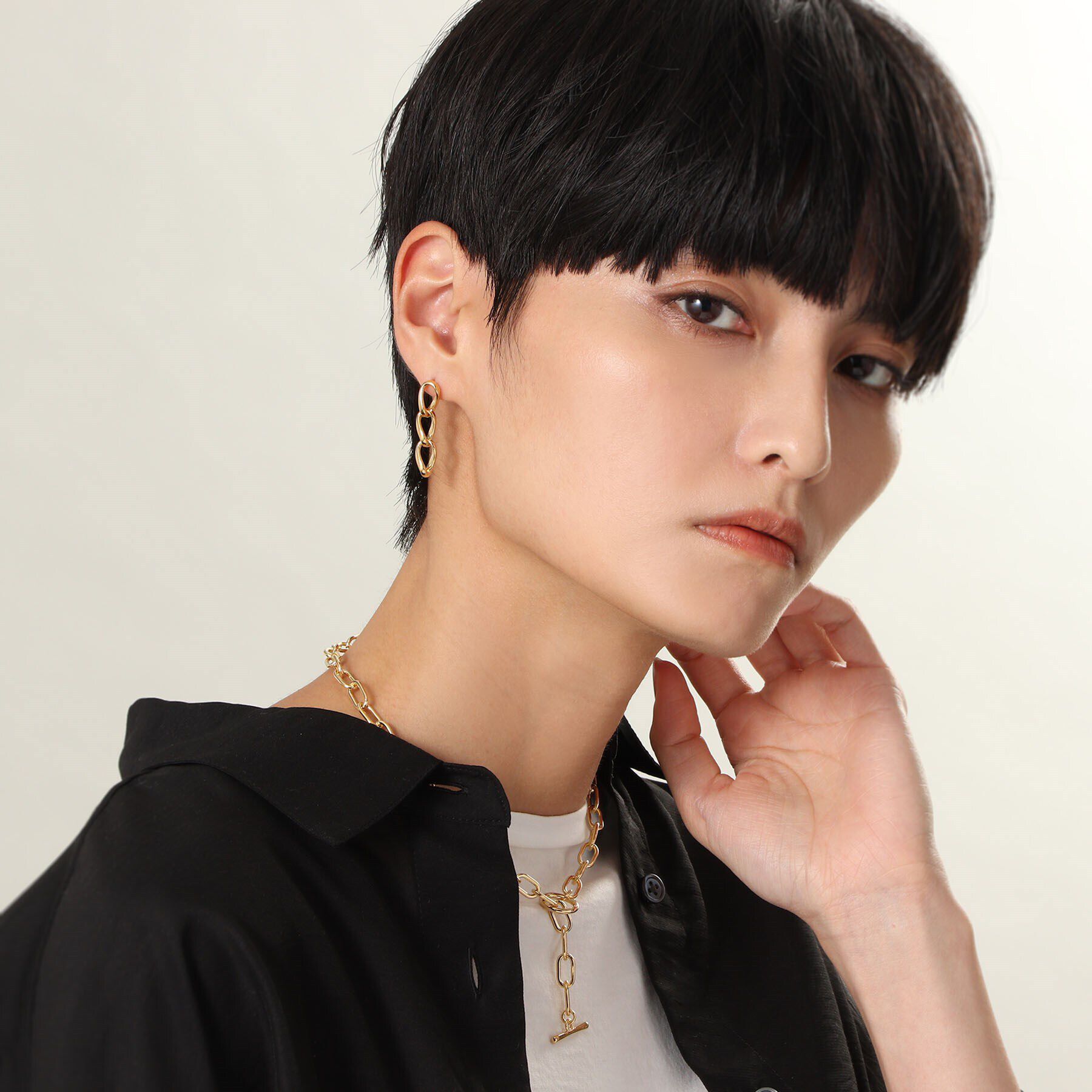 COCOSHNIK ONKITSCH「シルバー リンクチェーン ショートマンテルネックレス GP」|ネックレス|