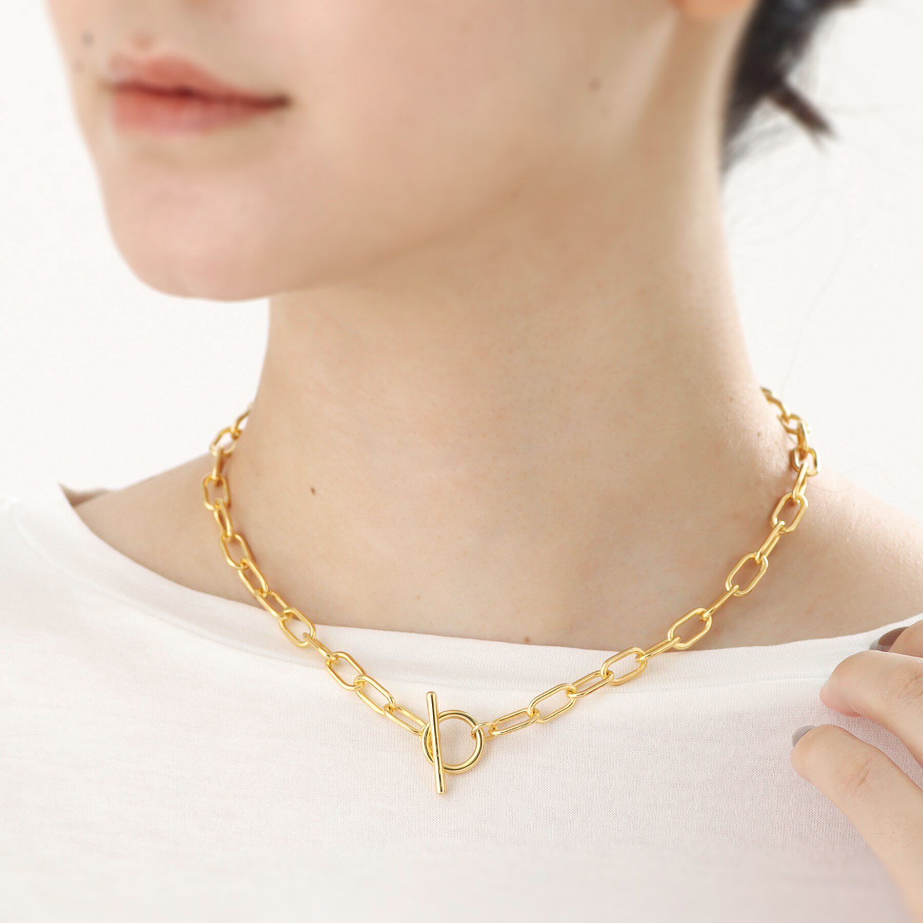 COCOSHNIK ONKITSCH「シルバー リンクチェーン ショートマンテルネックレス GP」|ネックレス|