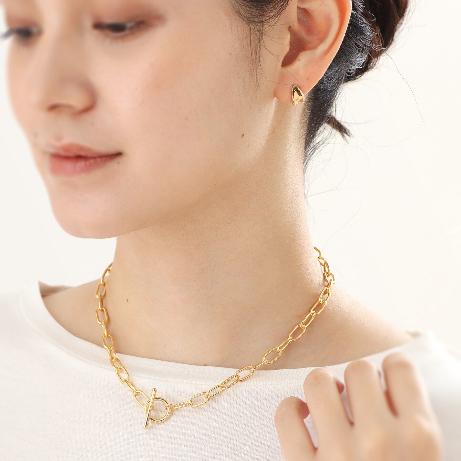 COCOSHNIK ONKITSCH「シルバー リンクチェーン ショートマンテルネックレス GP」|ネックレス|