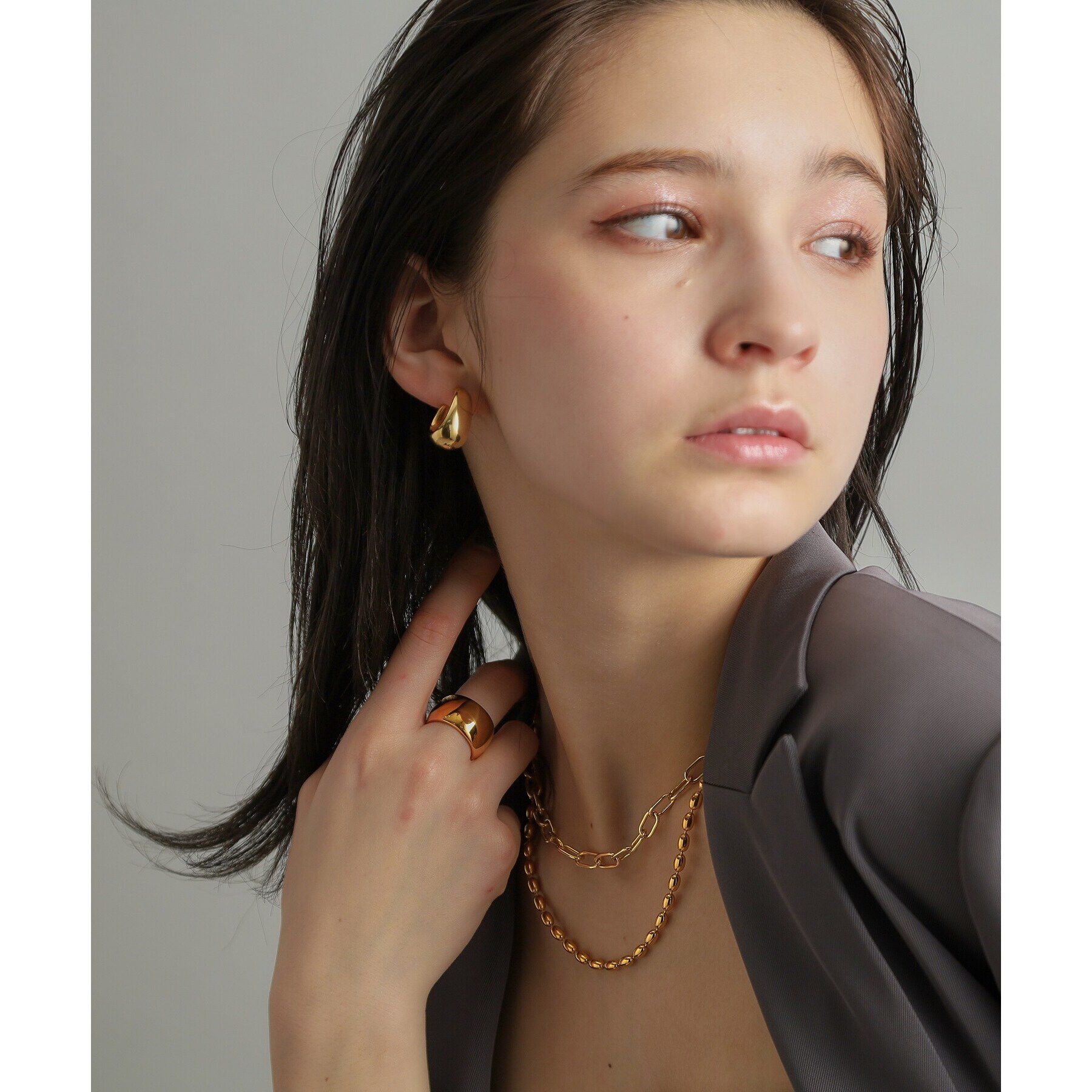 COCOSHNIK ONKITSCH「シルバー リンクチェーン ショートマンテルネックレス GP」|ネックレス|