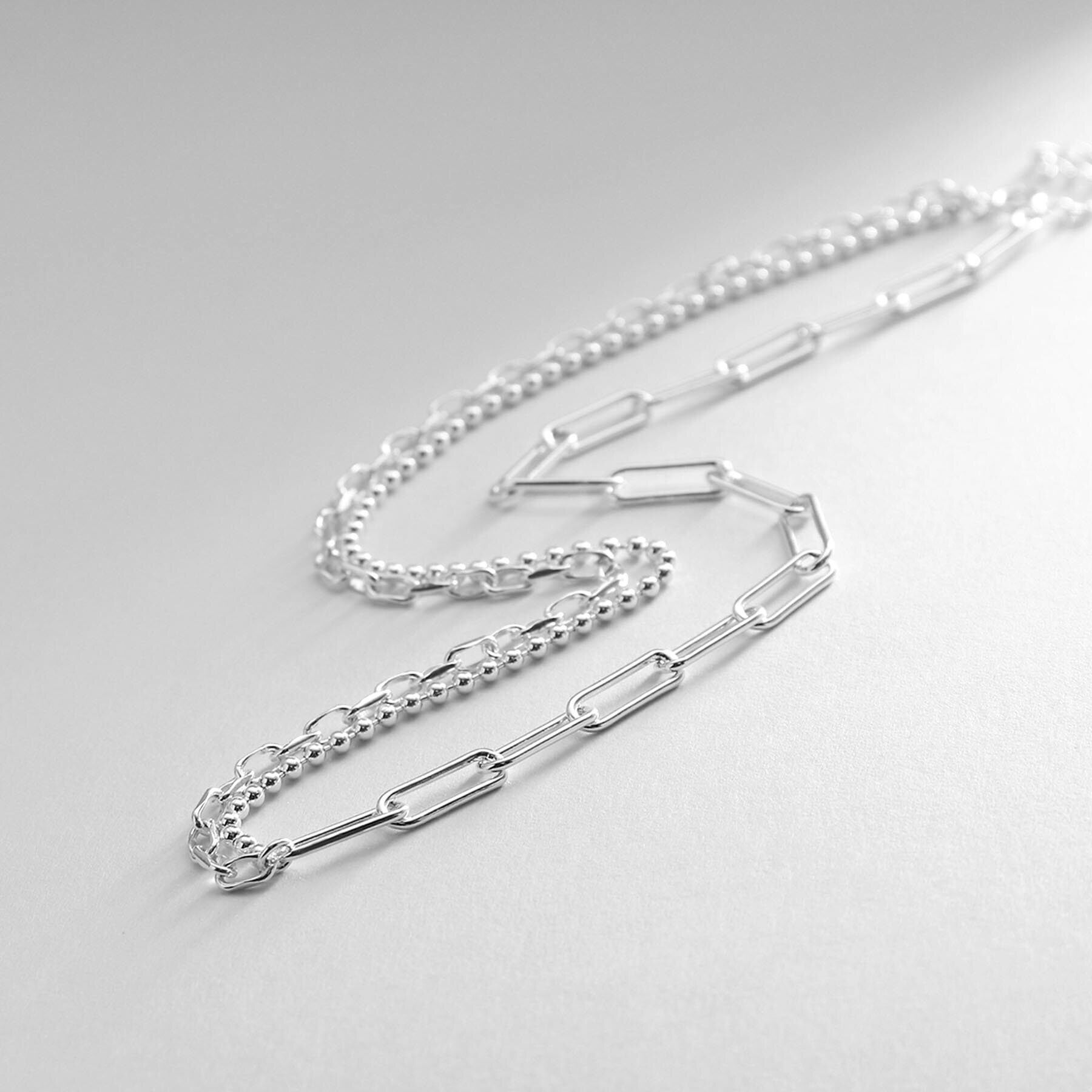 COCOSHNIK ONKITSCH「シルバー コンビネーションチェーン ニュアンスボールネックレス」|ネックレス|