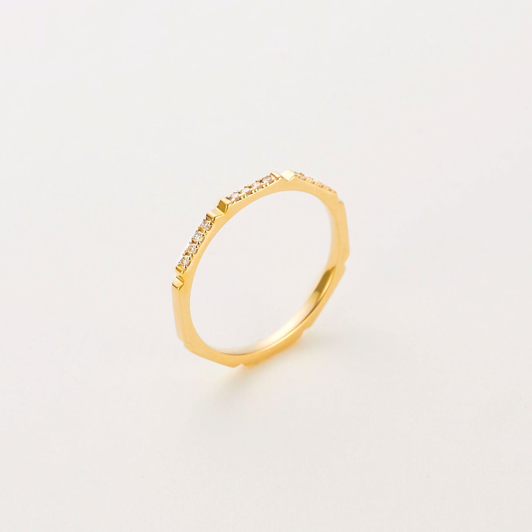 COCOSHNIK「K10ダイヤモンド 面取り溝 リング」|リング|