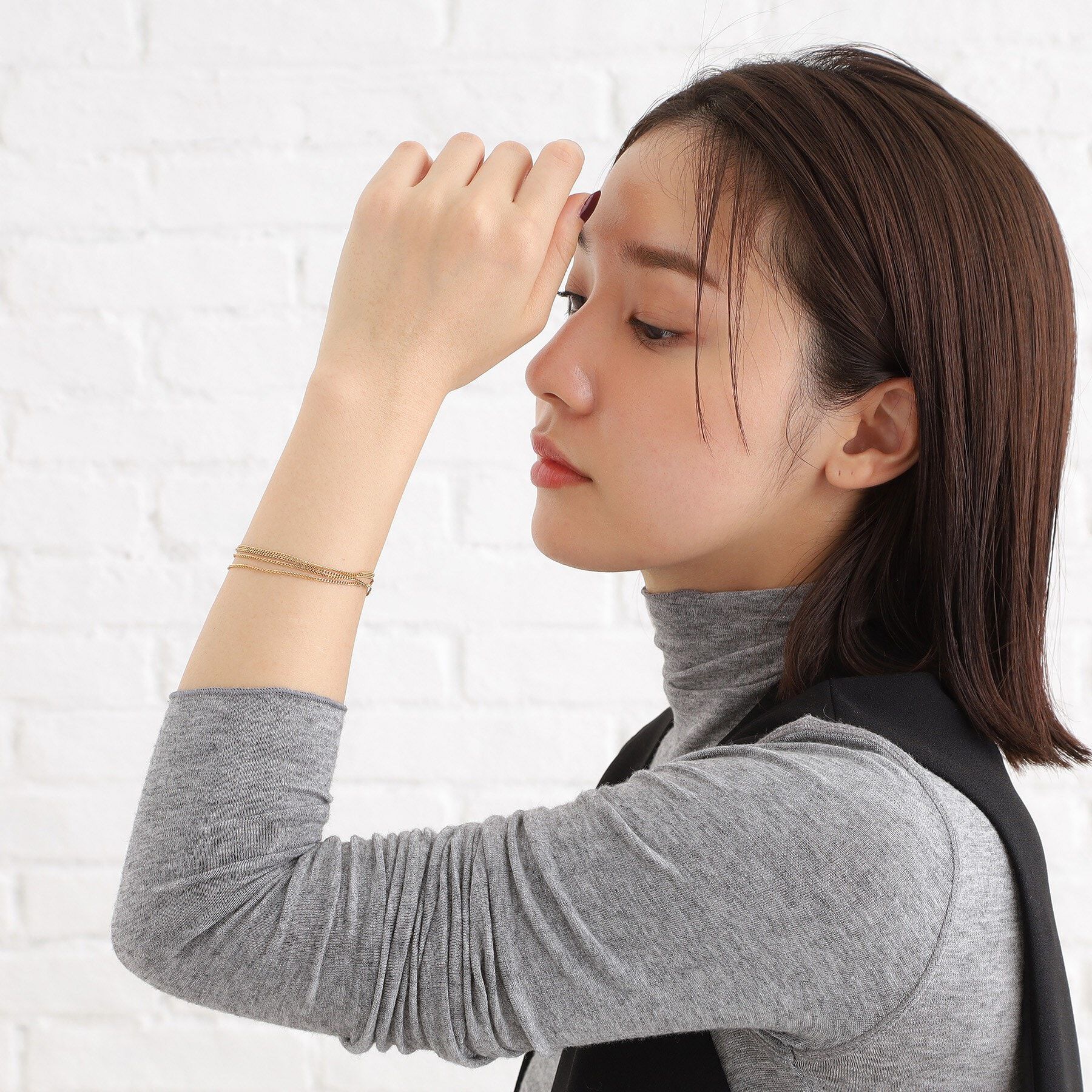 COCOSHNIK ONKITSCH「シルバー カーブチェーン レイヤード ブレスレット GP」|ブレスレット・バングル|