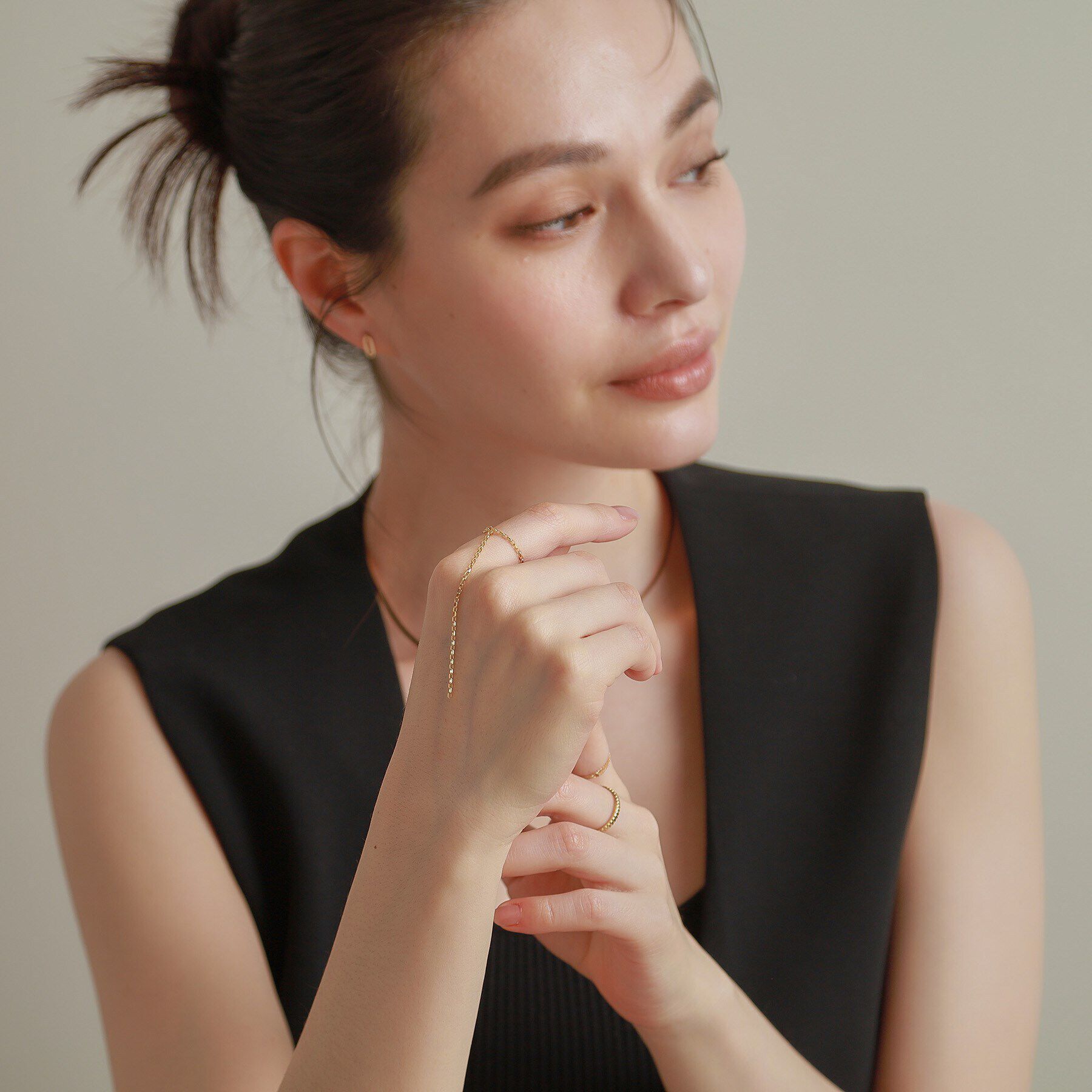 COCOSHNIK「K18MVハンギングチェーン リング」|リング|